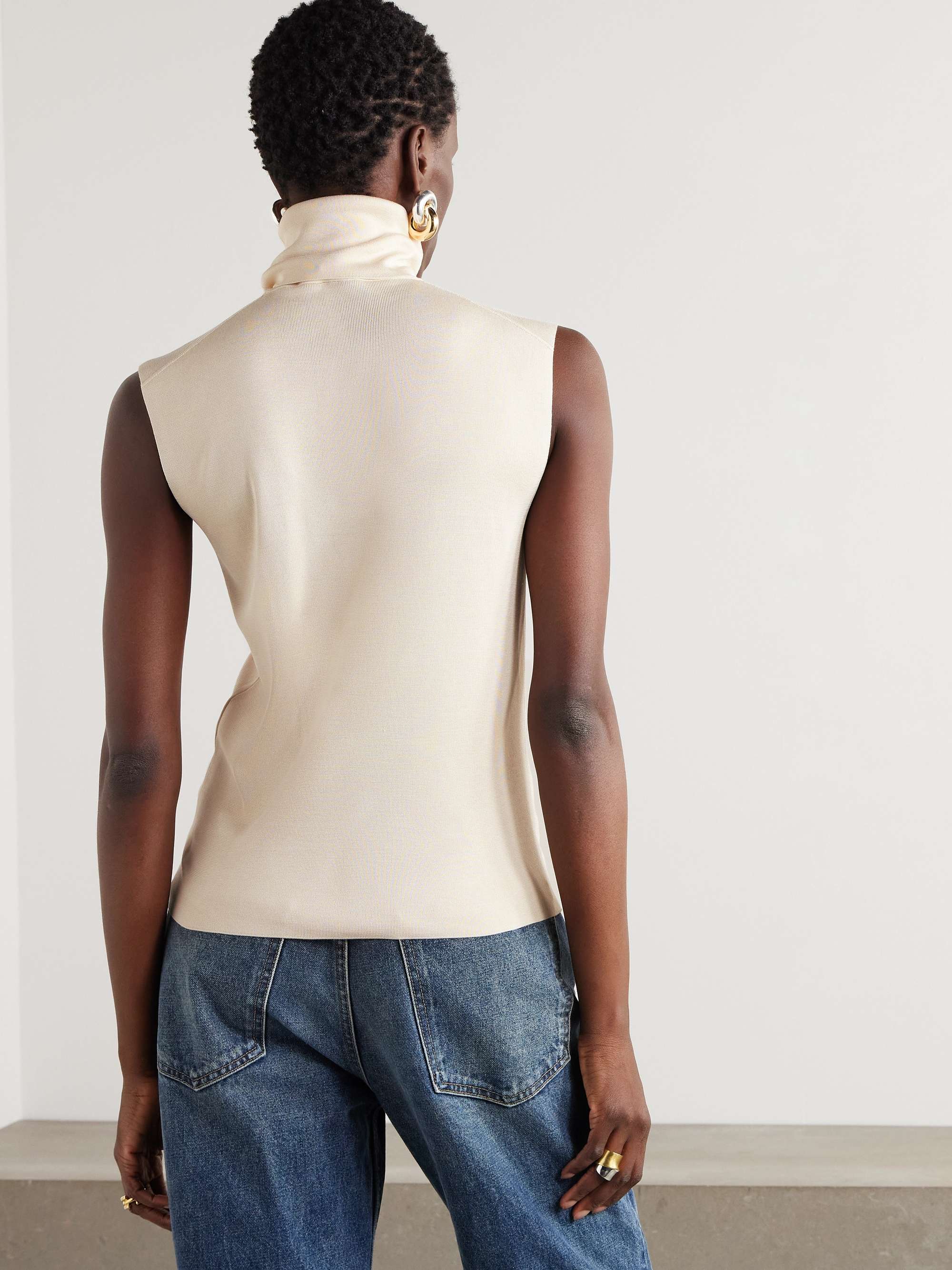 Lyskamm silk turtleneck top view