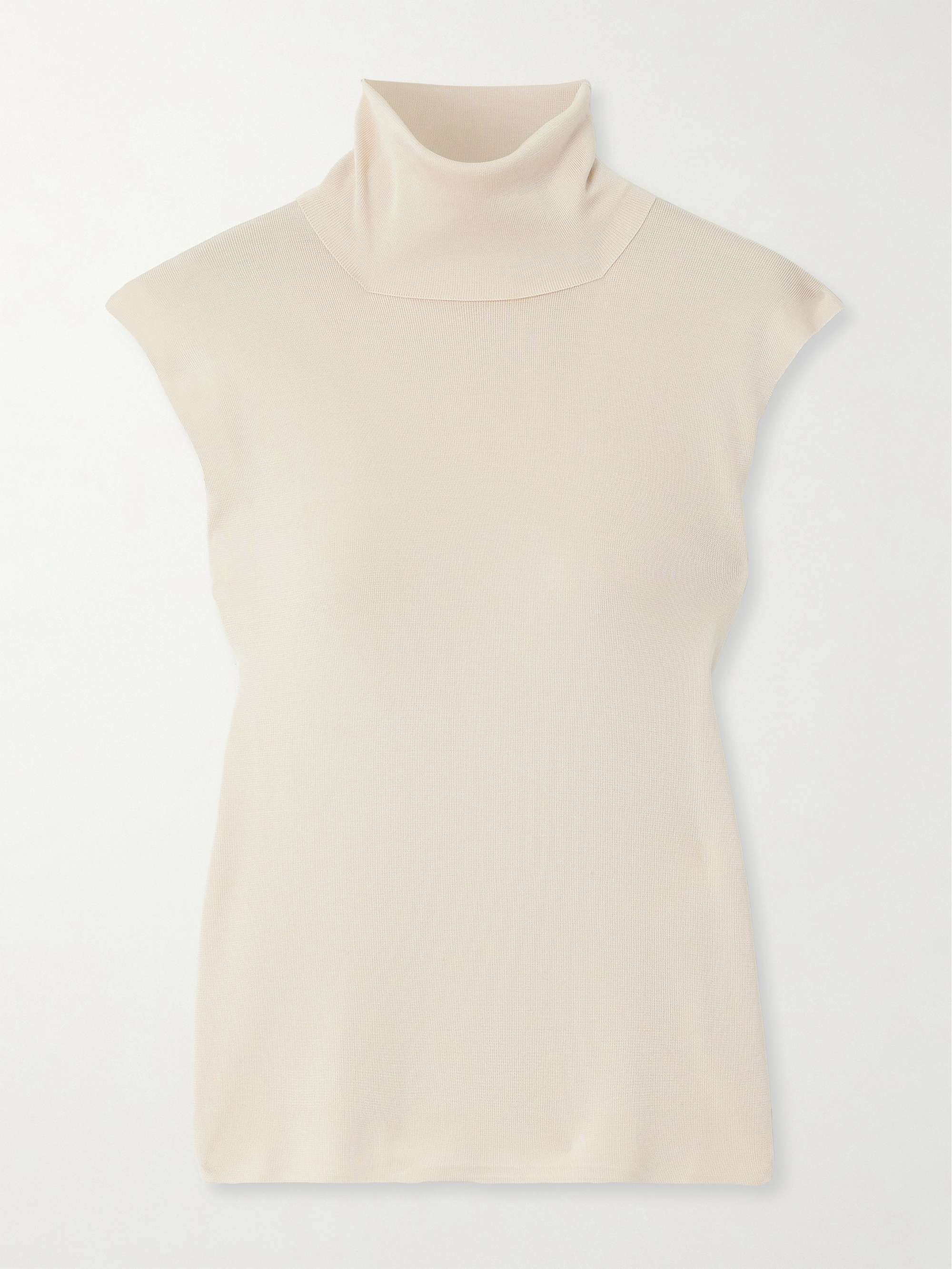 Lyskamm silk turtleneck top view