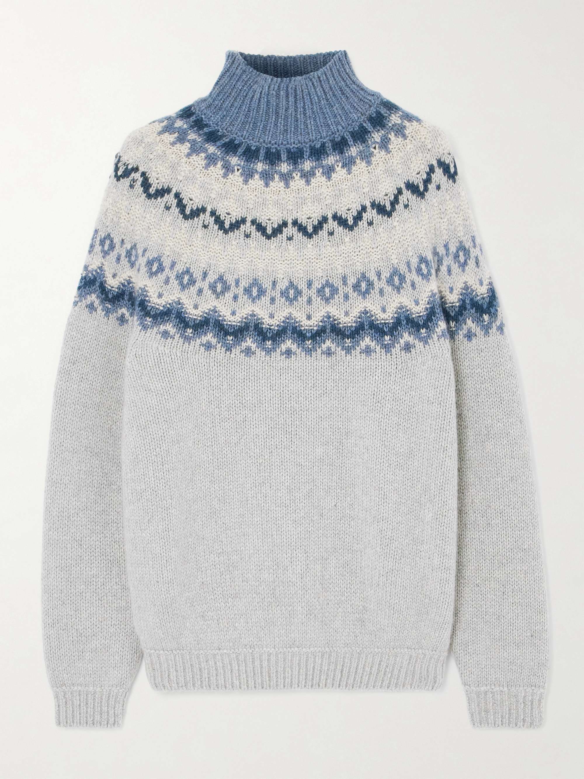 Jacquard-knit cashmere turtleneck sweater view