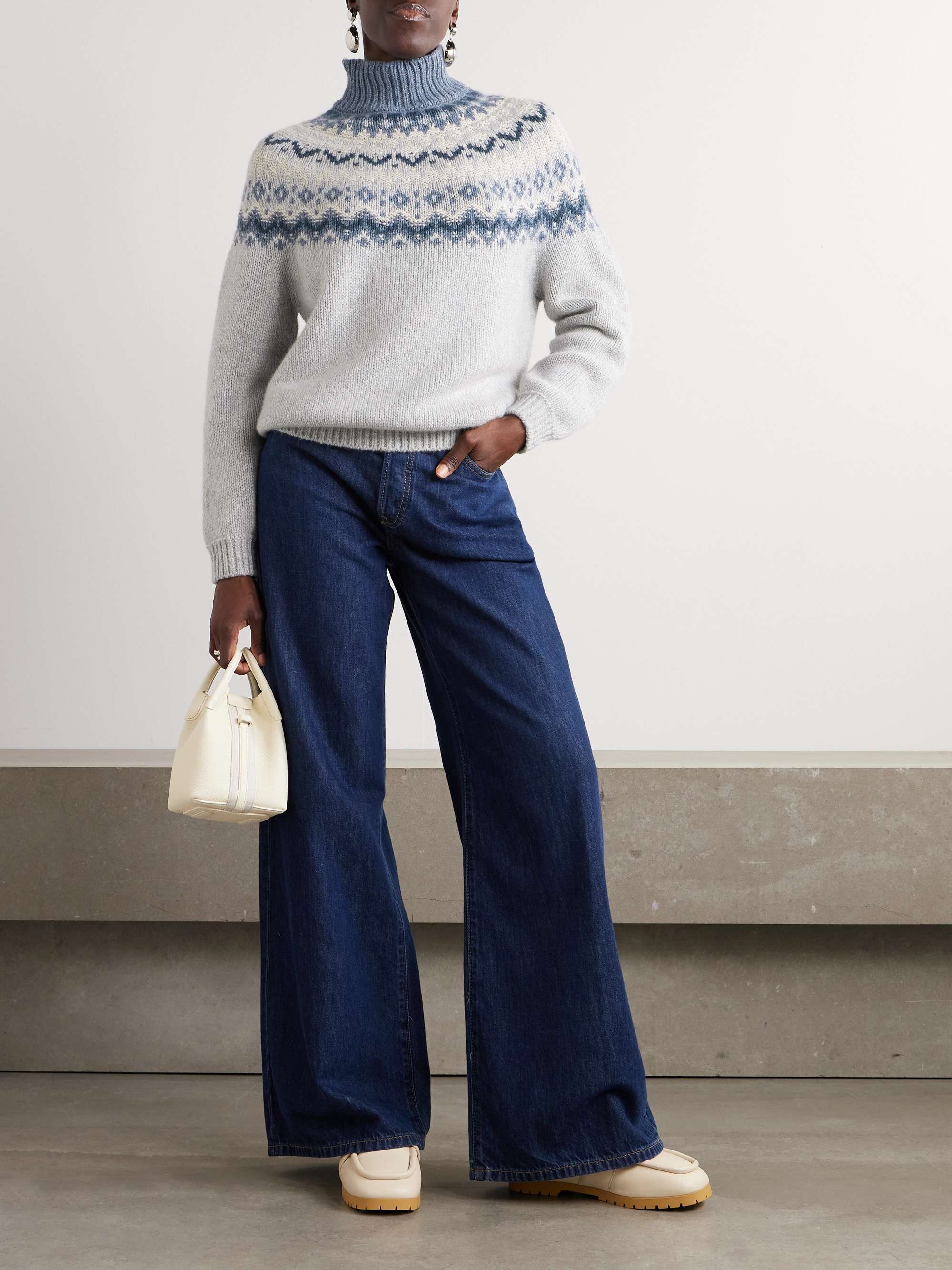 Jacquard-knit cashmere turtleneck sweater view