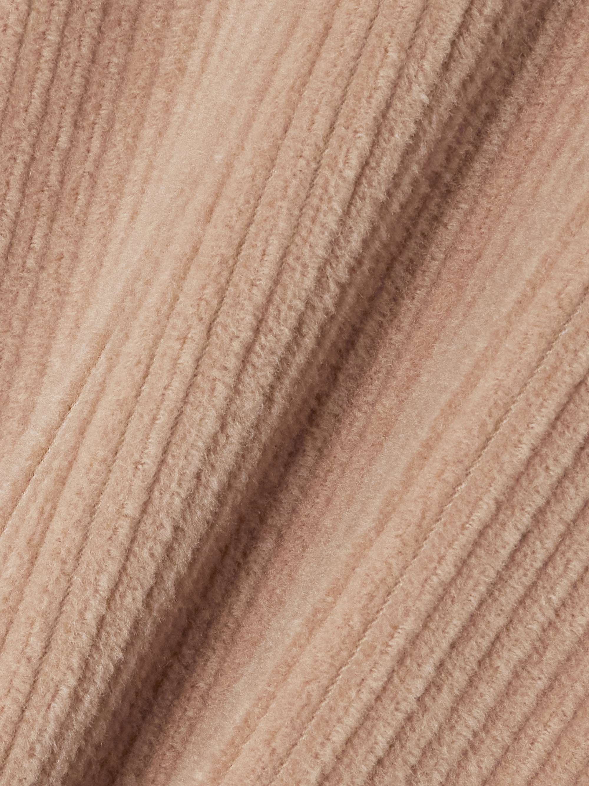 Double-breasted belted cashmere-corduroy coat view