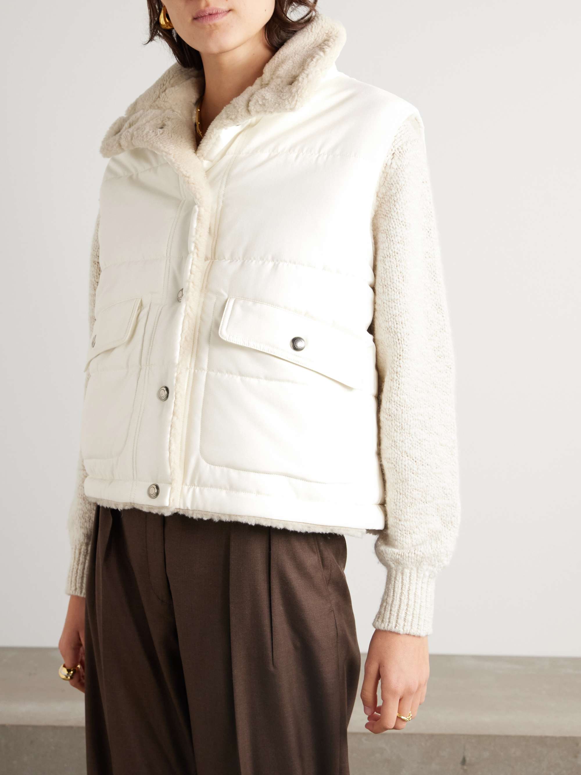 Leone quilted silk-shell vest view