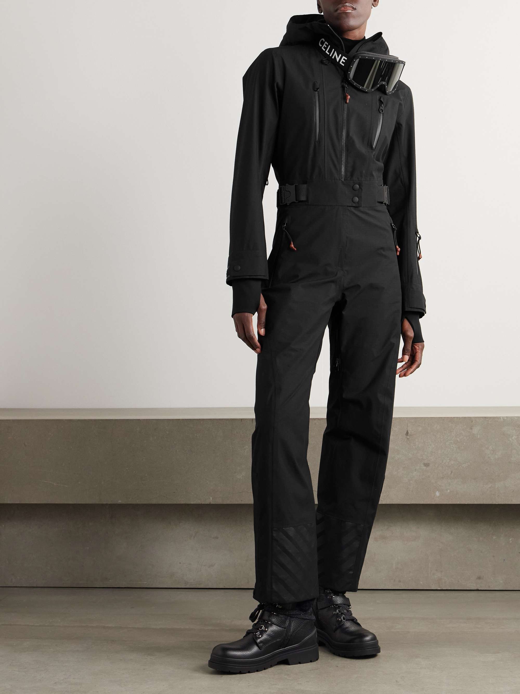 Belted cotton-blend ripstop hooded ski suit view
