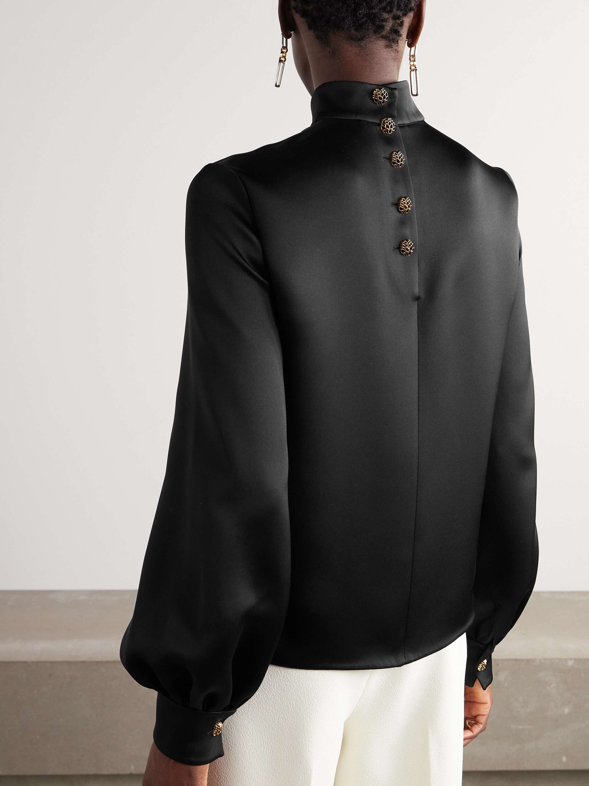 Carys embellished silk-satin blouse view