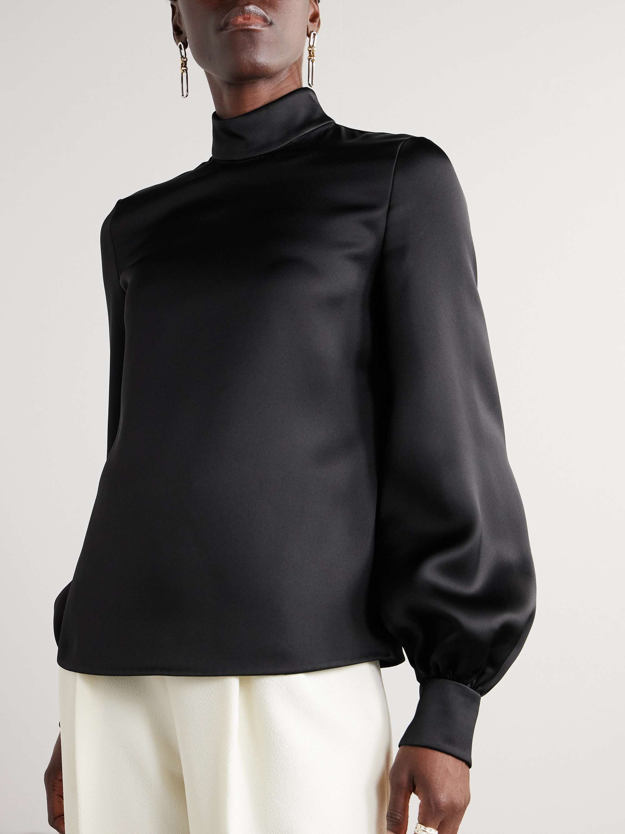 Carys embellished silk-satin blouse view