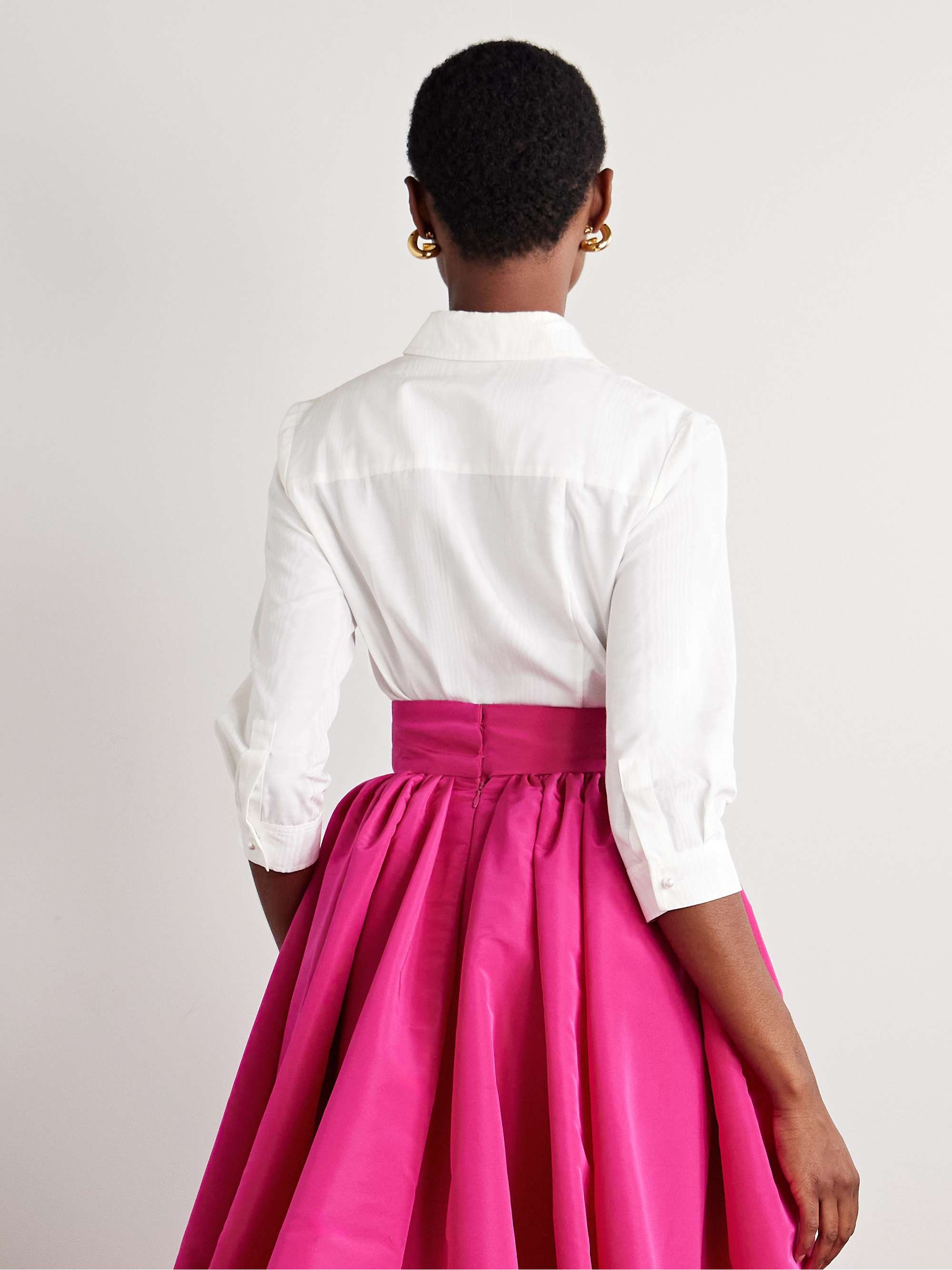 Icon faux pearl-embellished moire shirt view