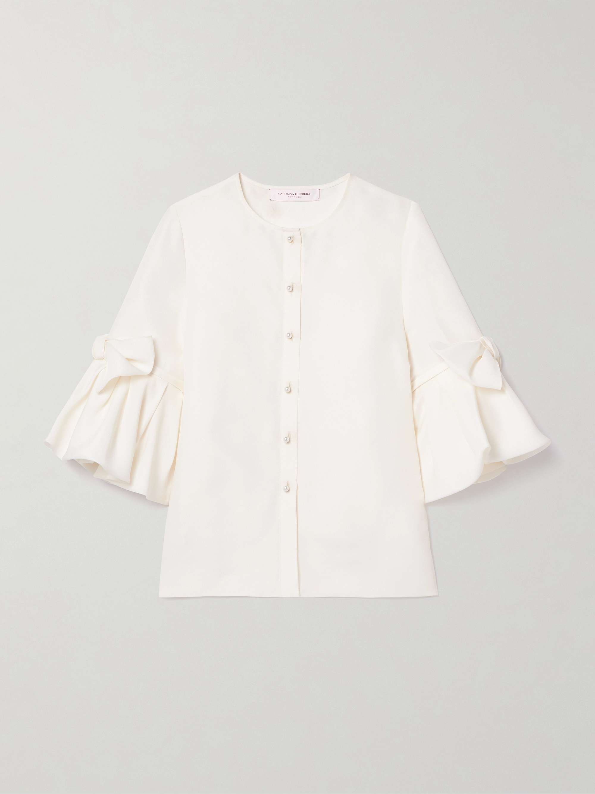 Embellished ruffled silk shirt view