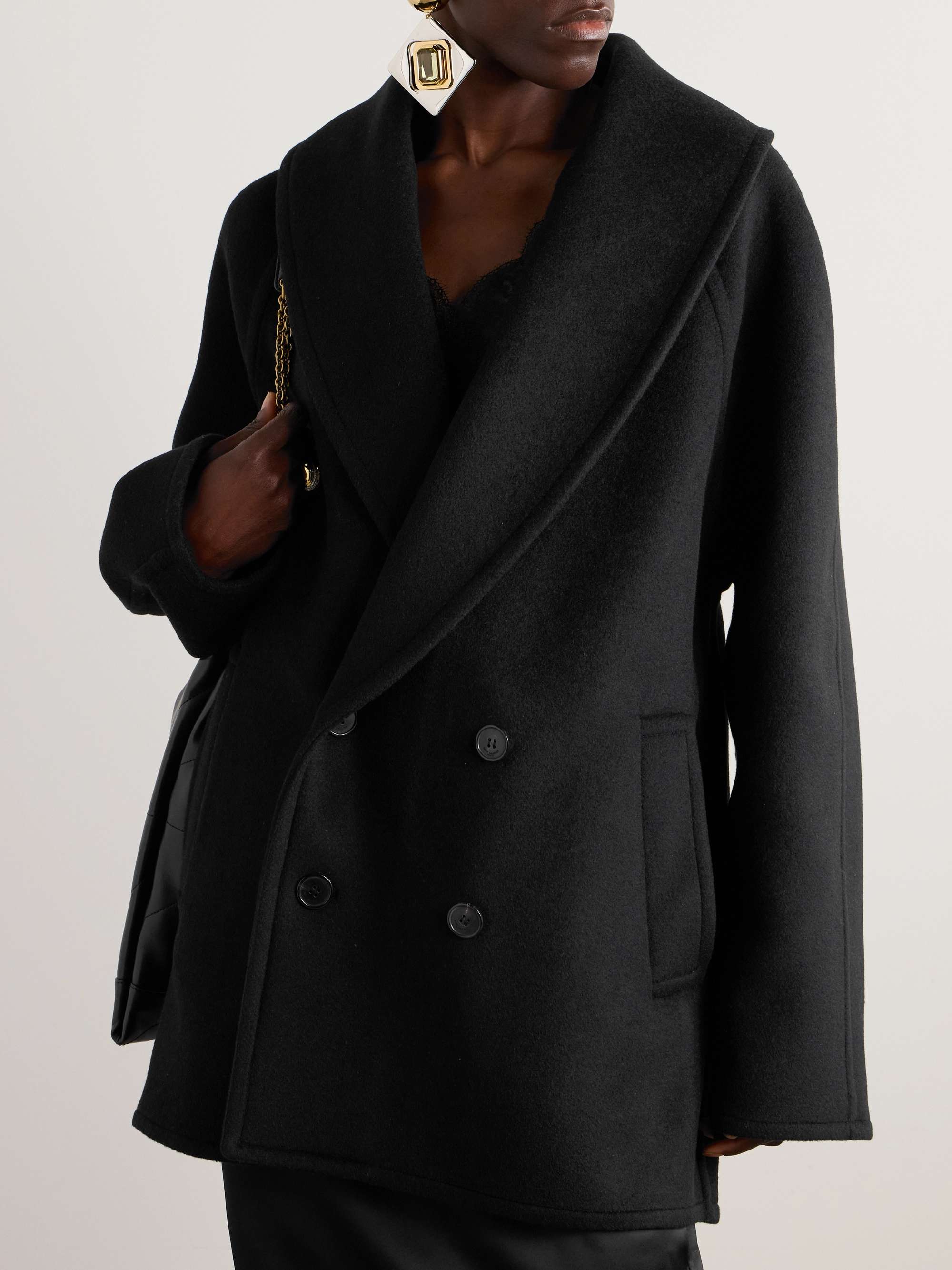 Double-breasted wool and cashmere-blend coat view
