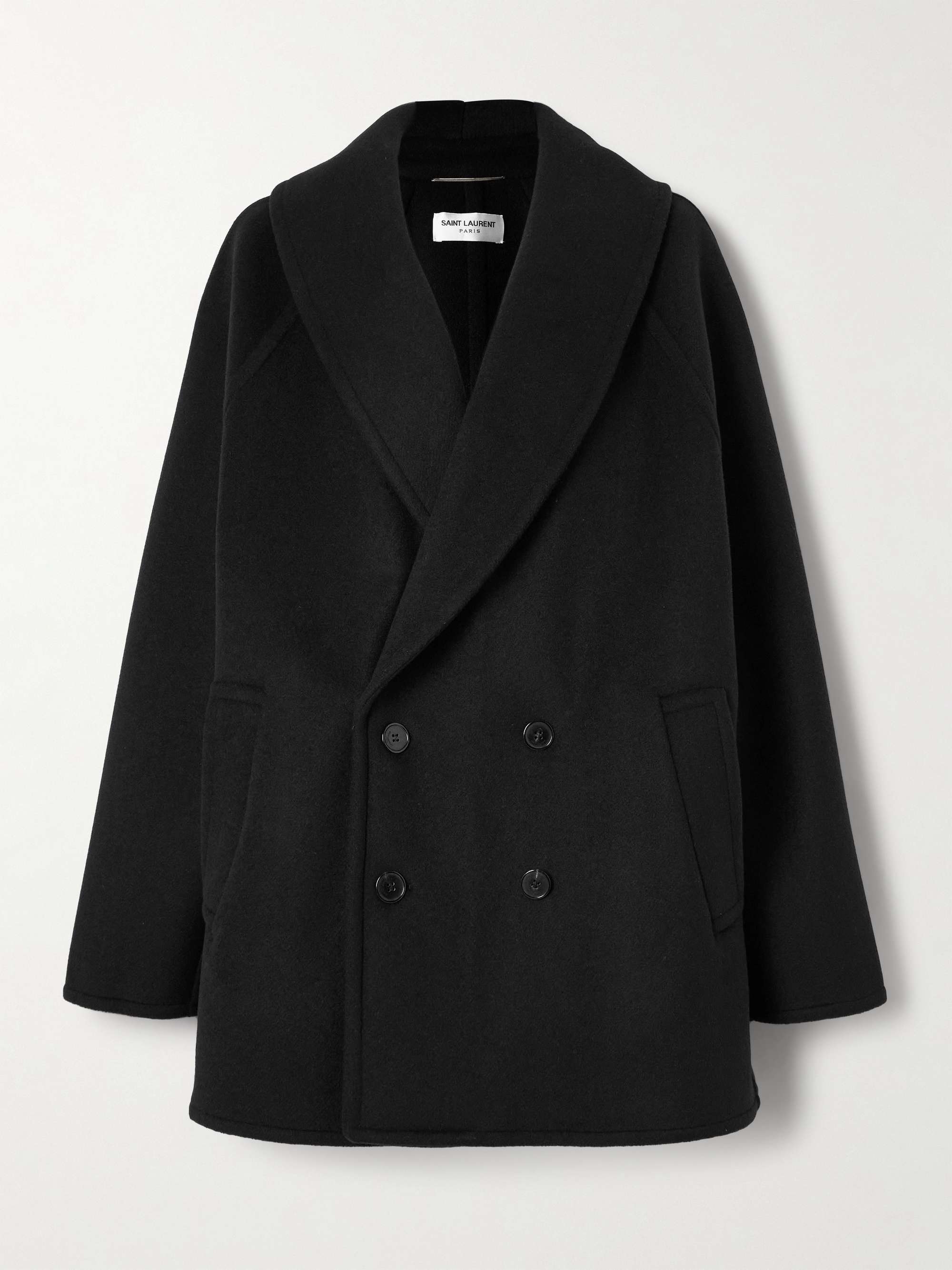 Double-breasted wool and cashmere-blend coat view