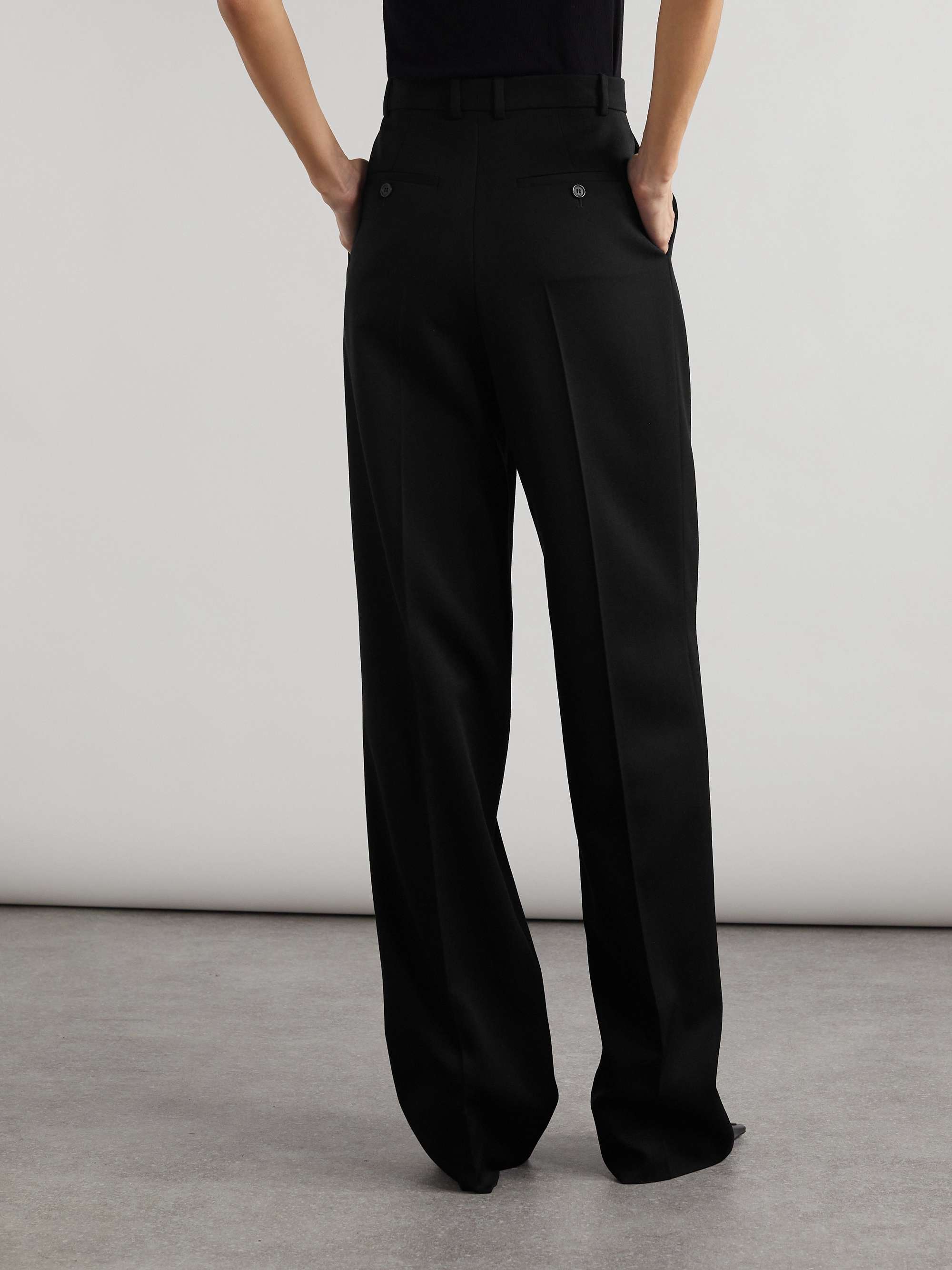 Pleated grain de poudre wool wide-leg pants view