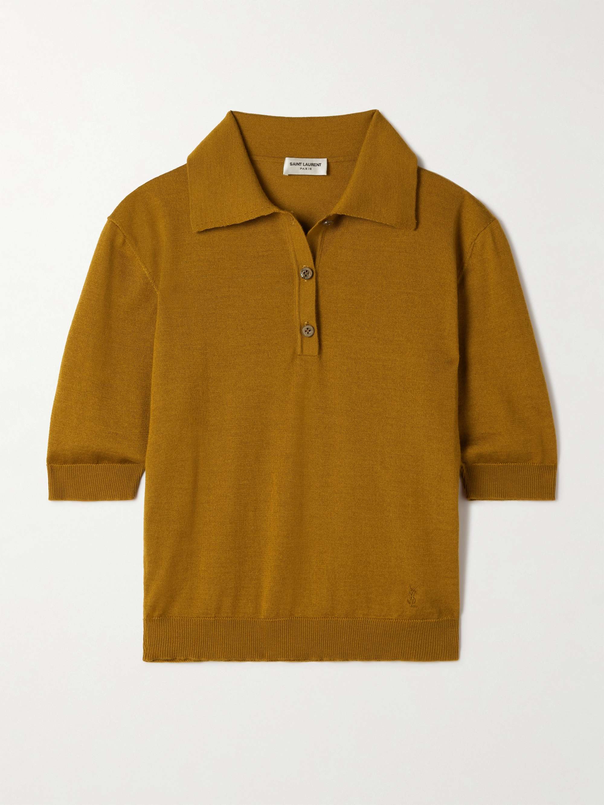 Embroidered wool, cashmere and silk-blend polo shirt view