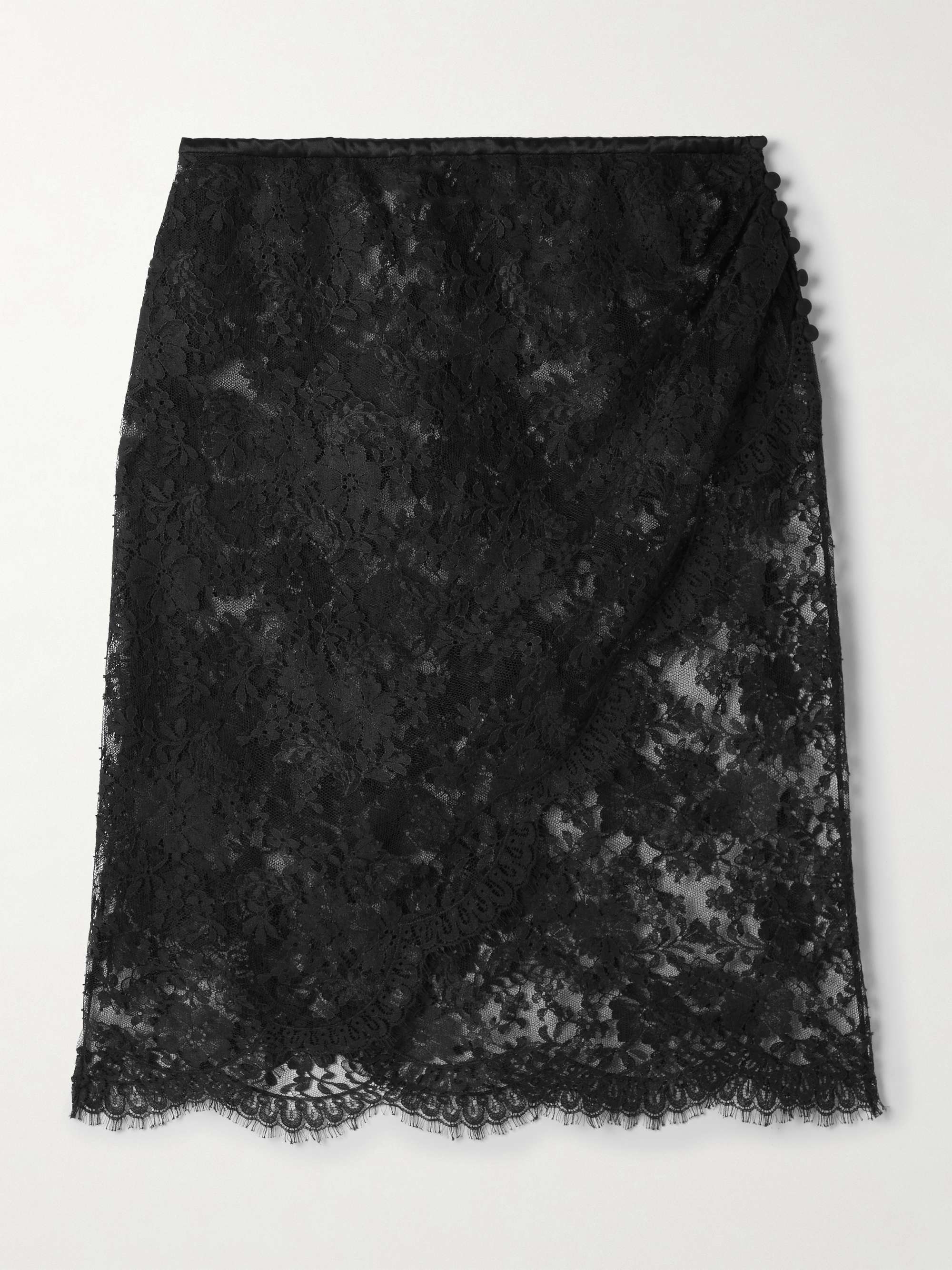 Scalloped cotton-blend lace midi skirt view