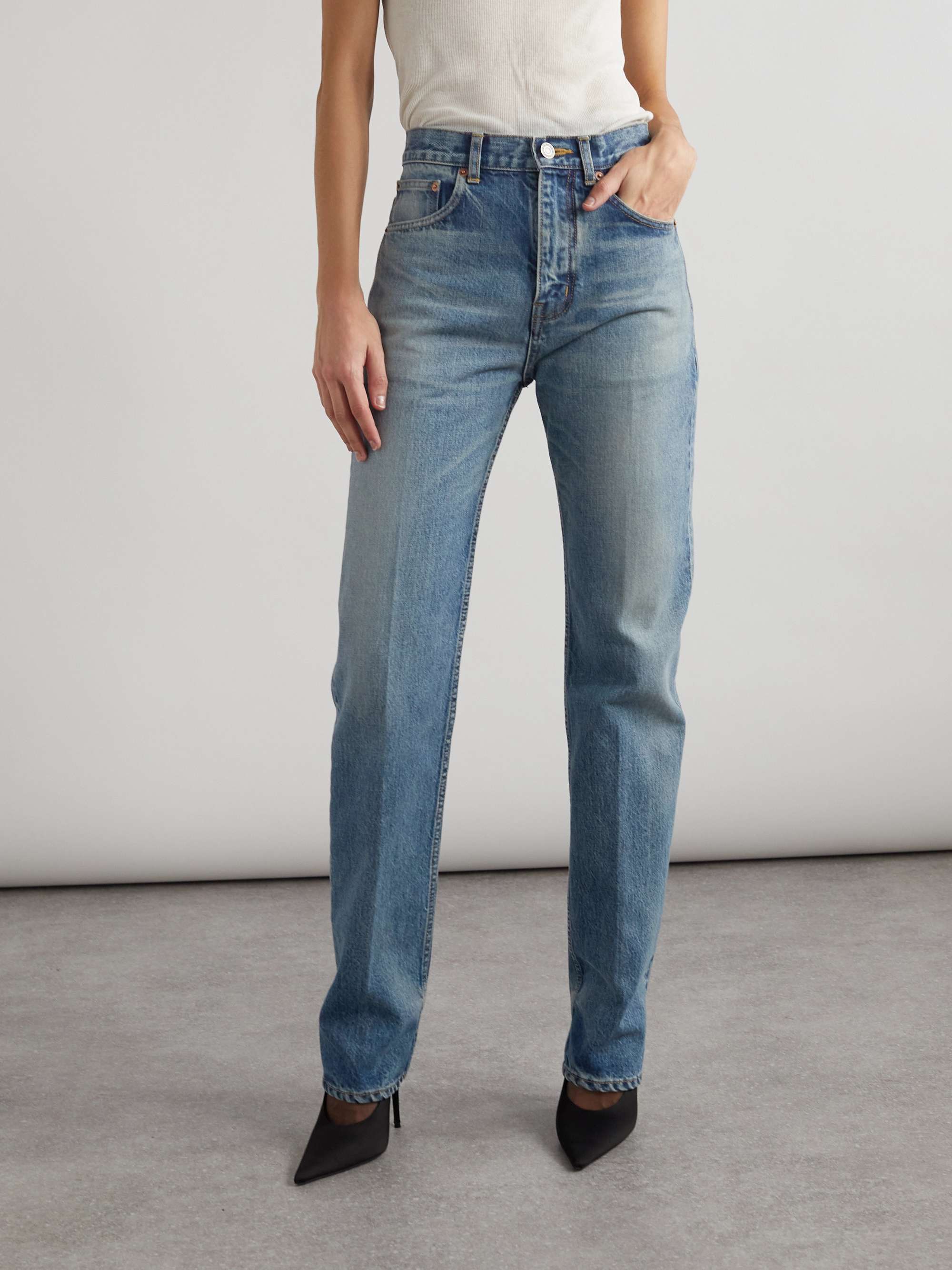 Mid-rise straight-leg jeans view
