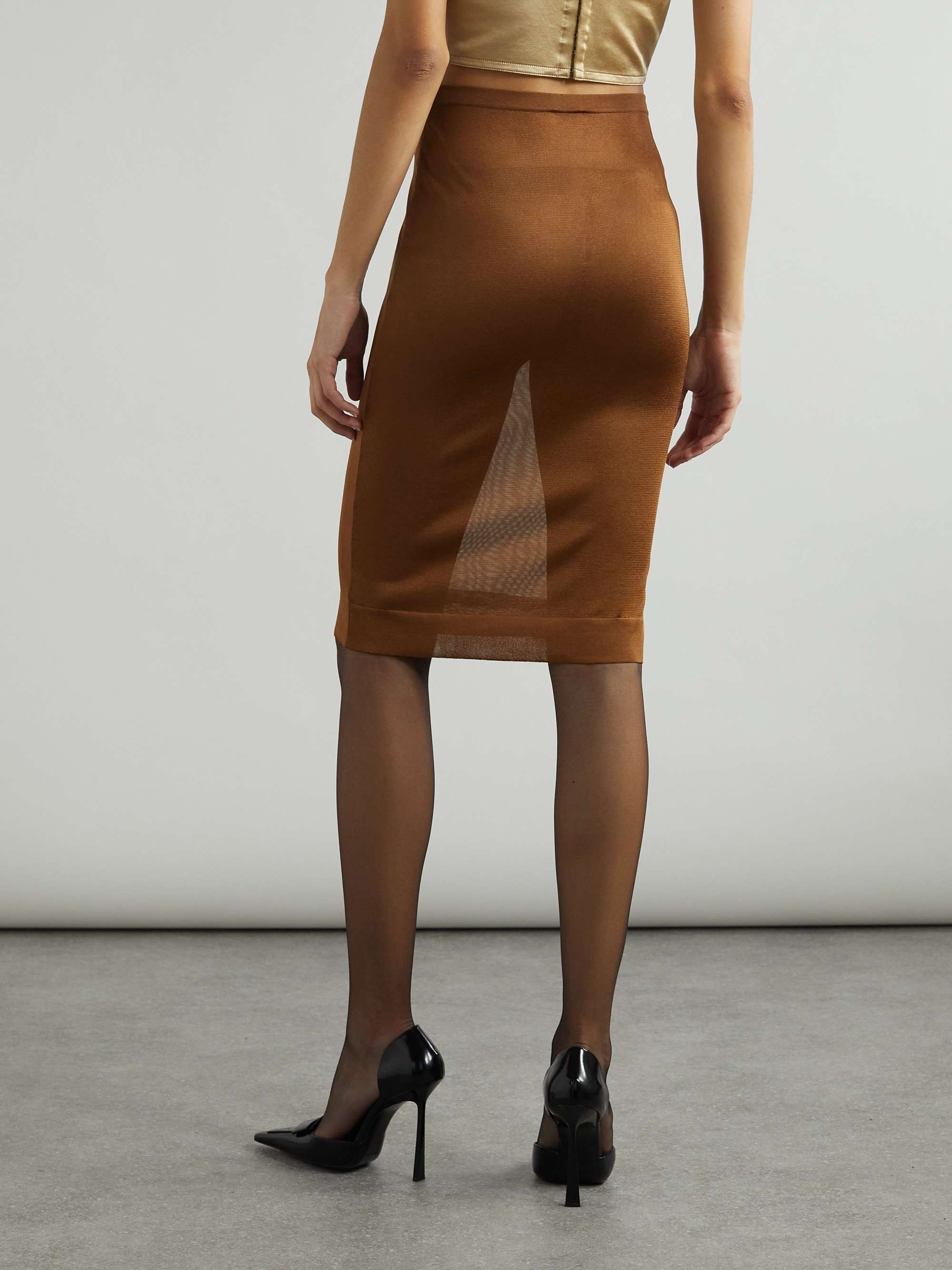 Satin-jersey midi skirt view