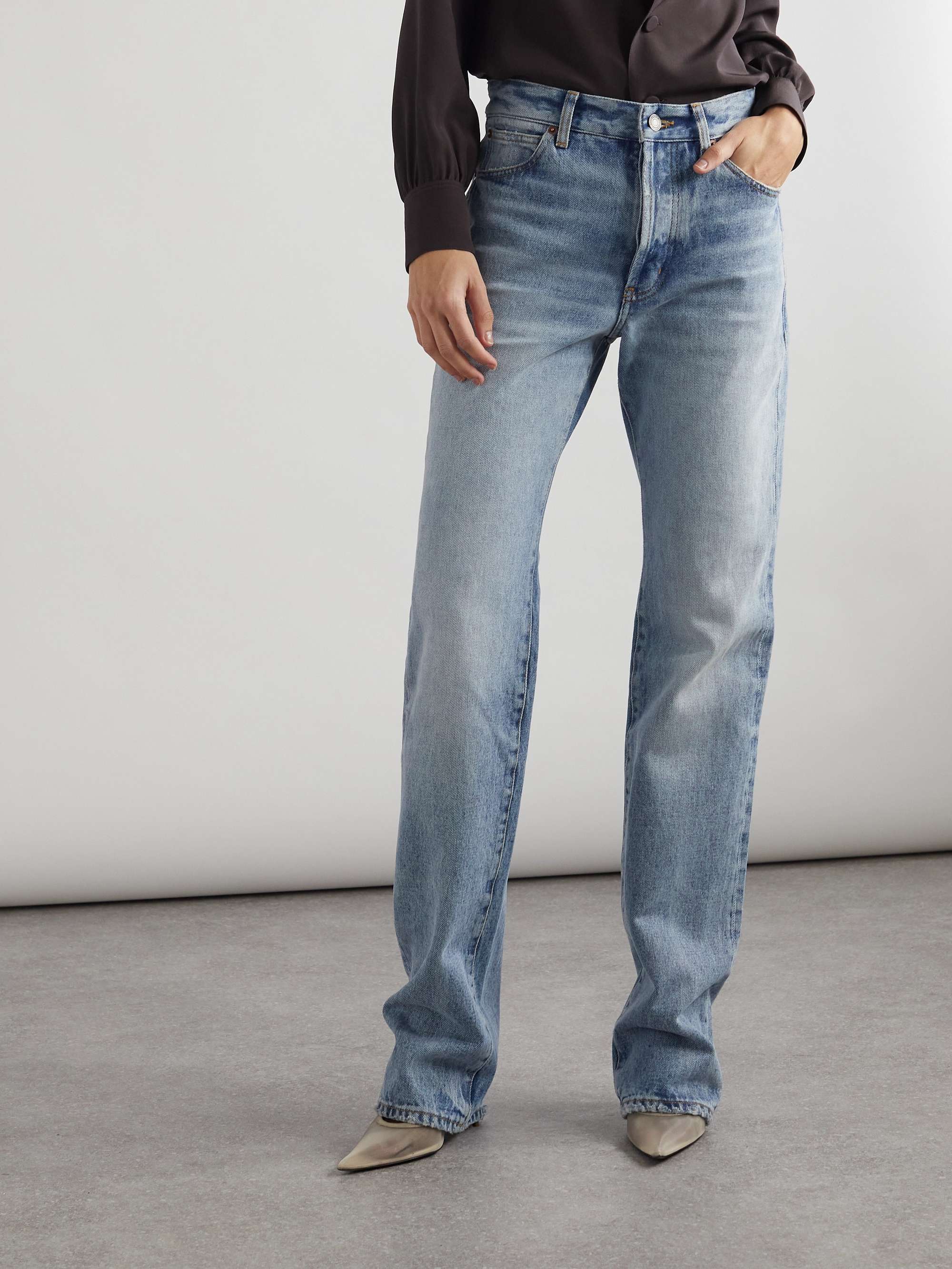 Nico distressed mid-rise straight-leg jeans view