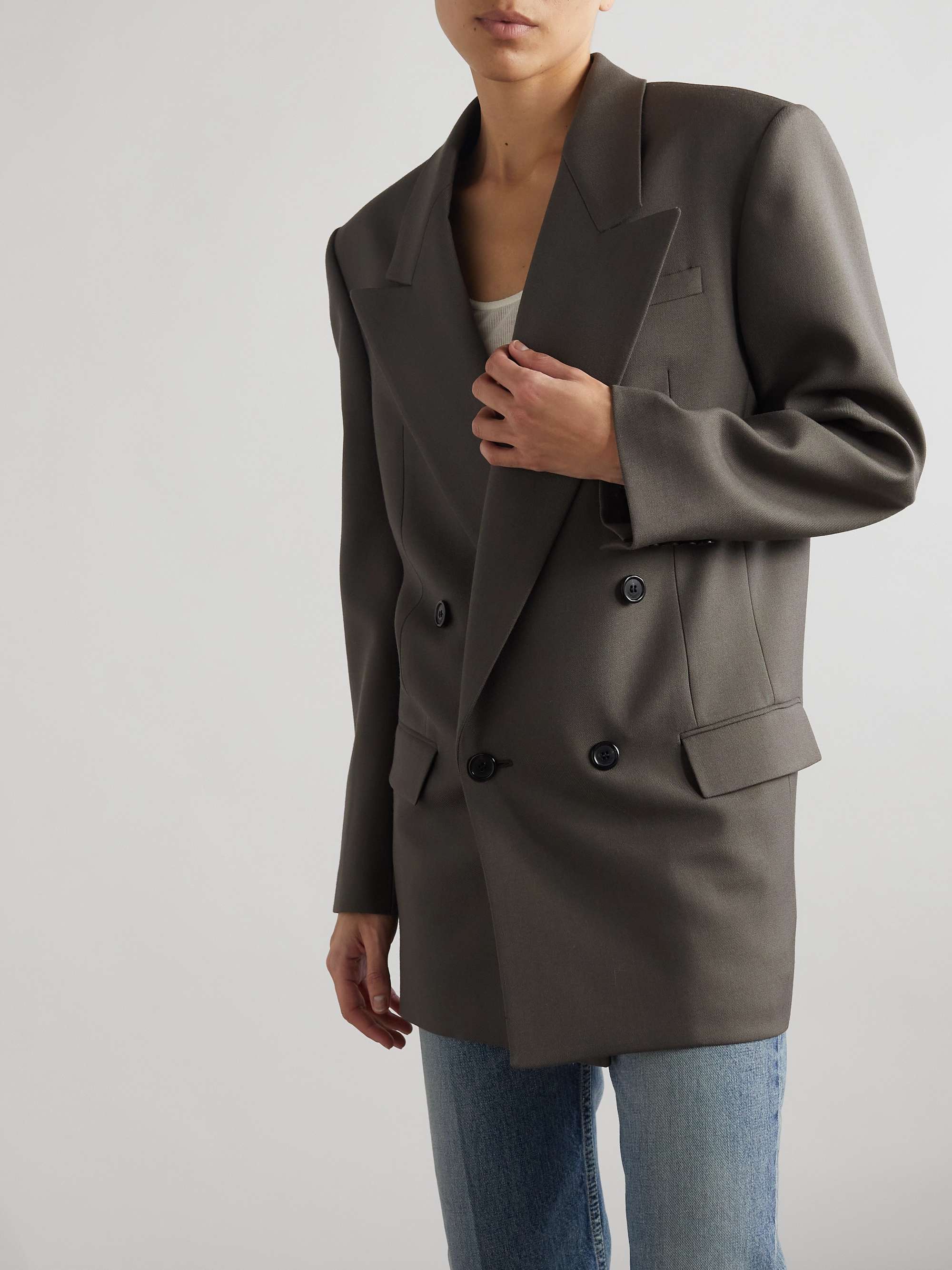 Double-breasted wool-gabardine blazer view