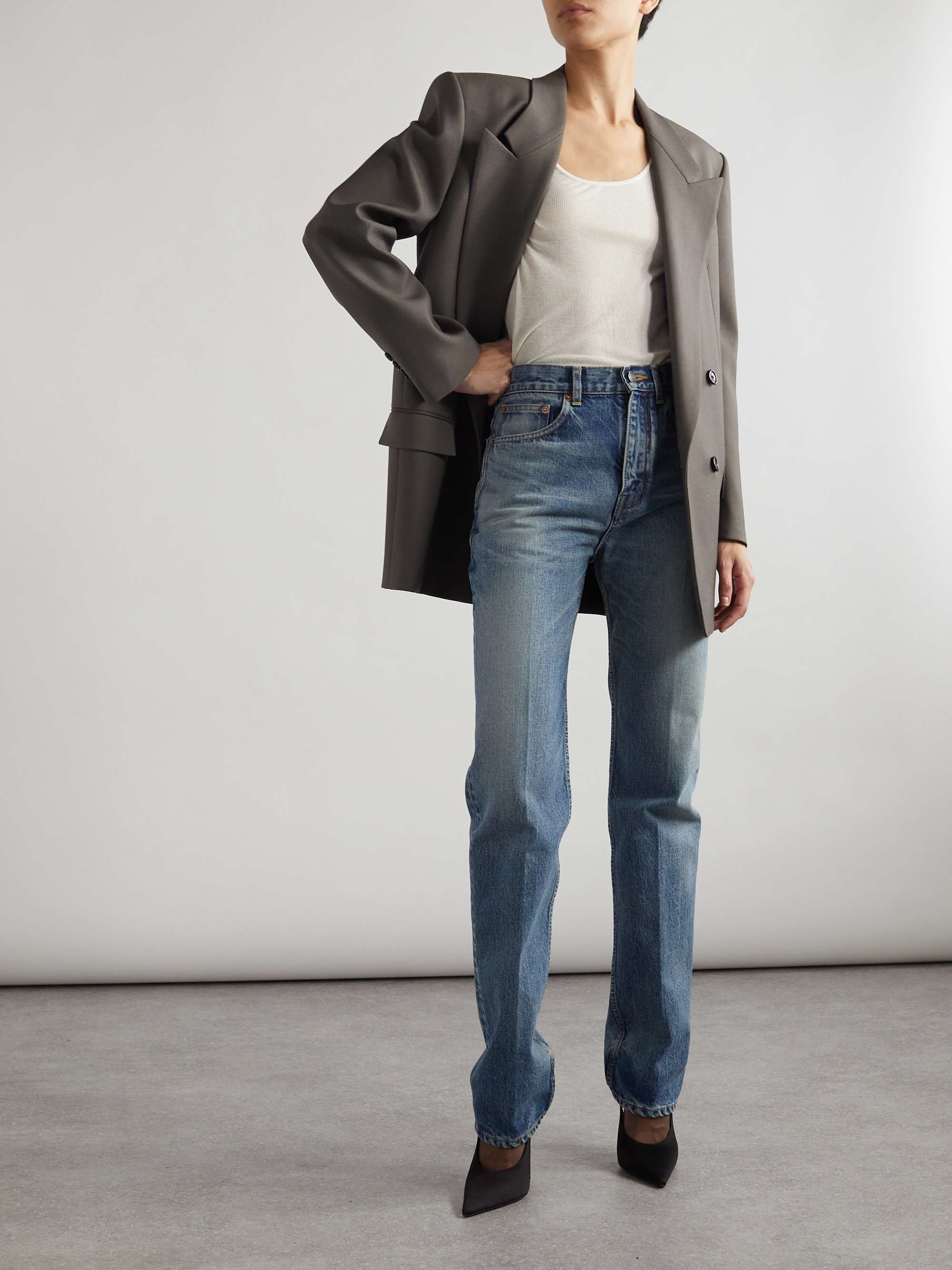 Double-breasted wool-gabardine blazer view