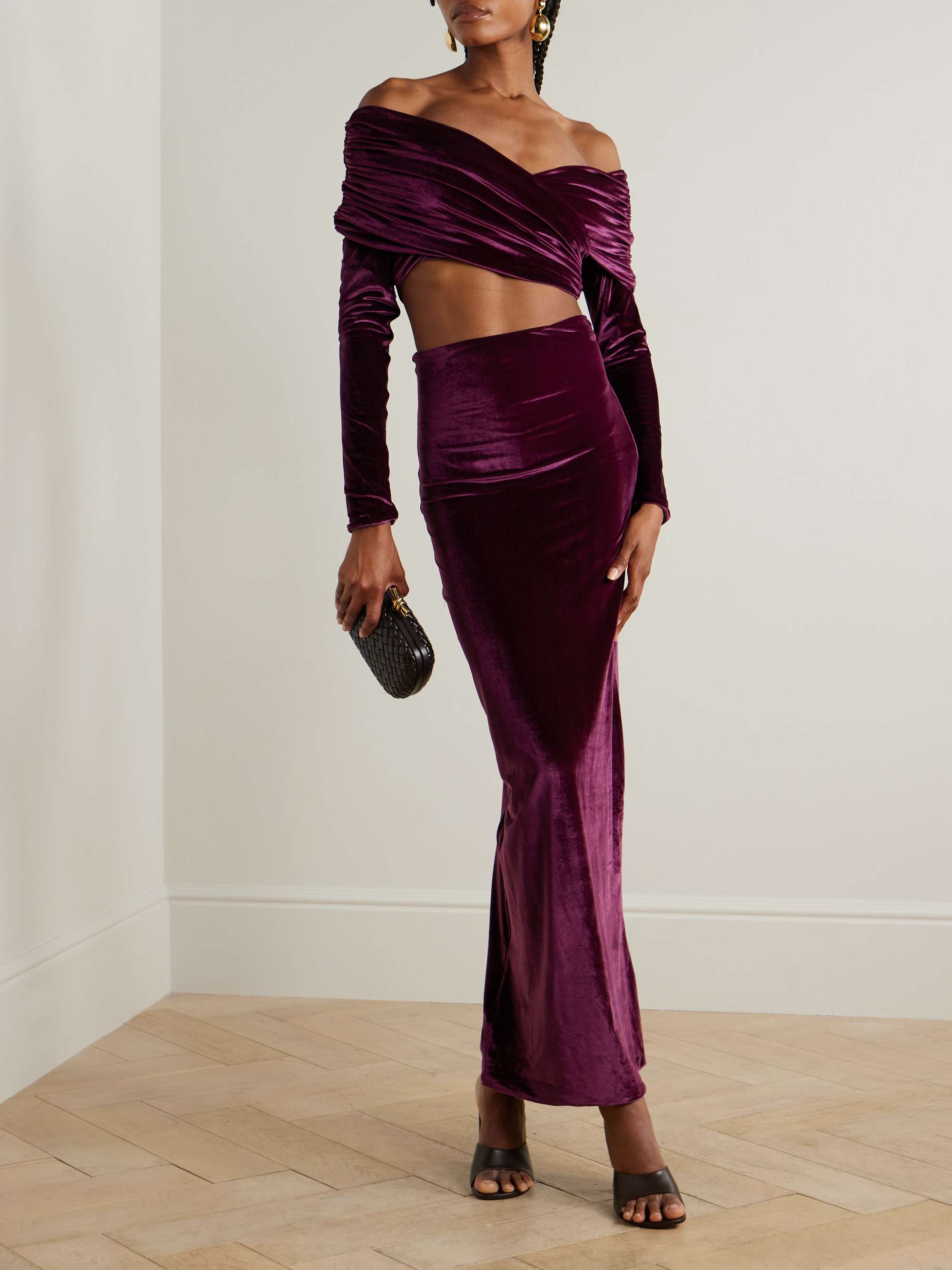 Cavana stretch-velvet maxi skirt view