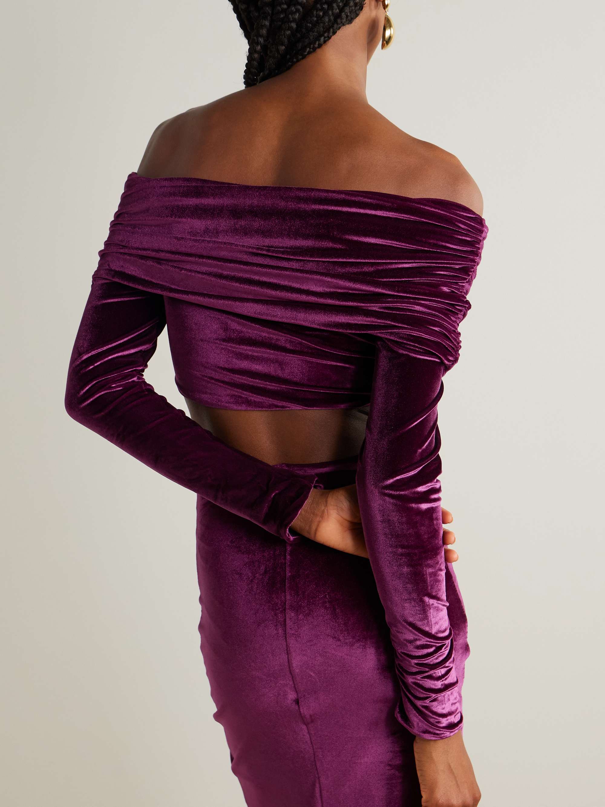 Lido cropped stretch-velvet top view