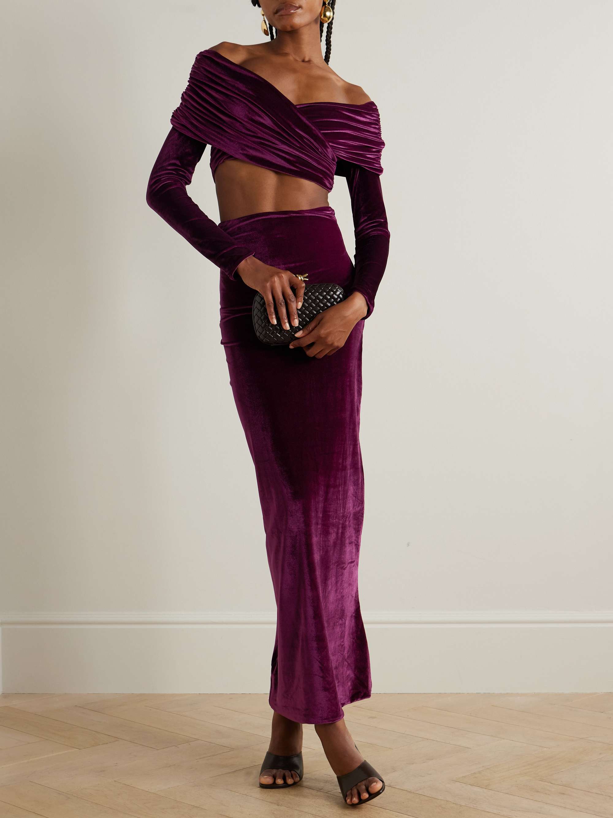 Lido cropped stretch-velvet top view