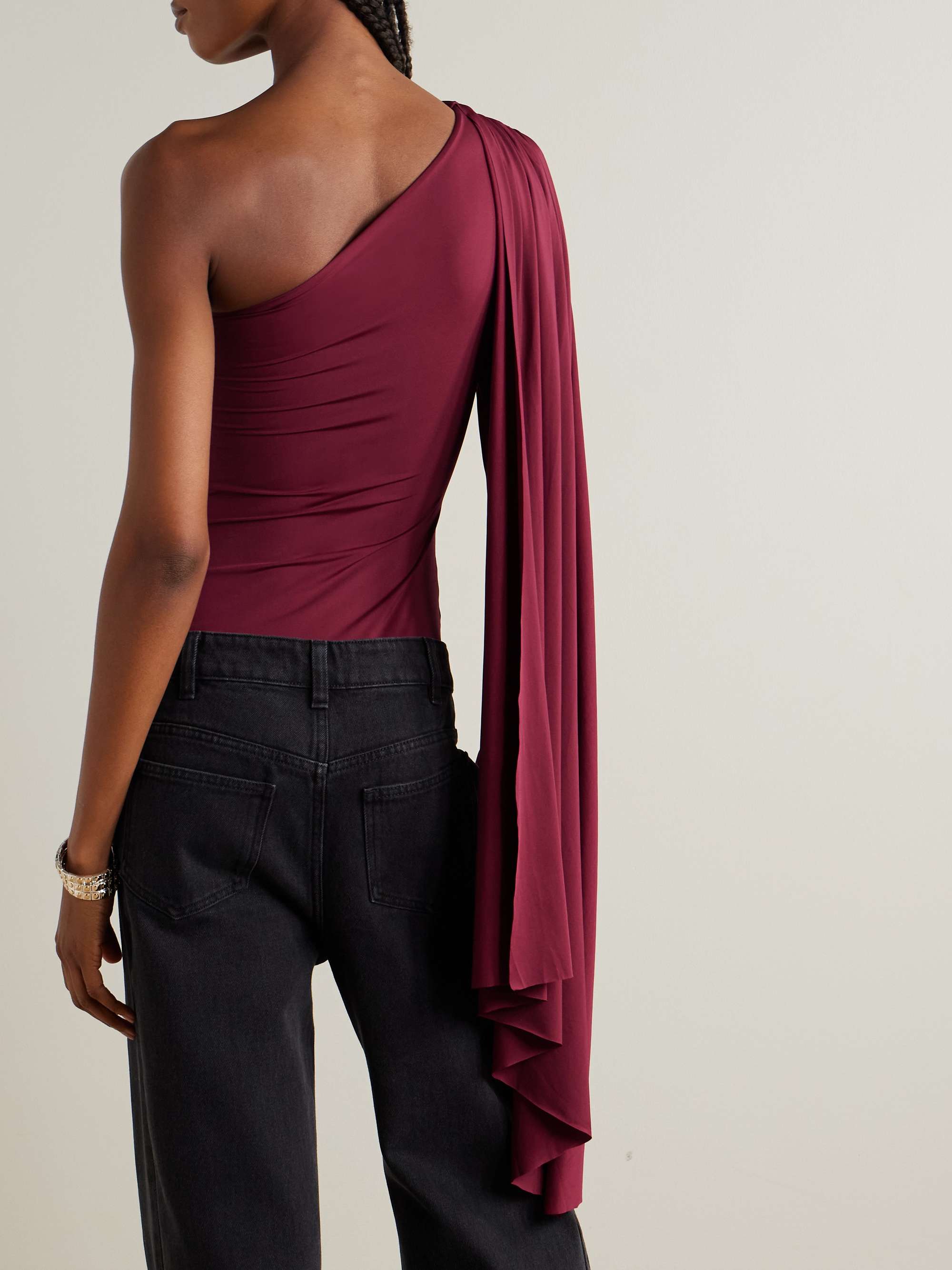 Vionnet draped one-shoulder stretch-jersey bodysuit view