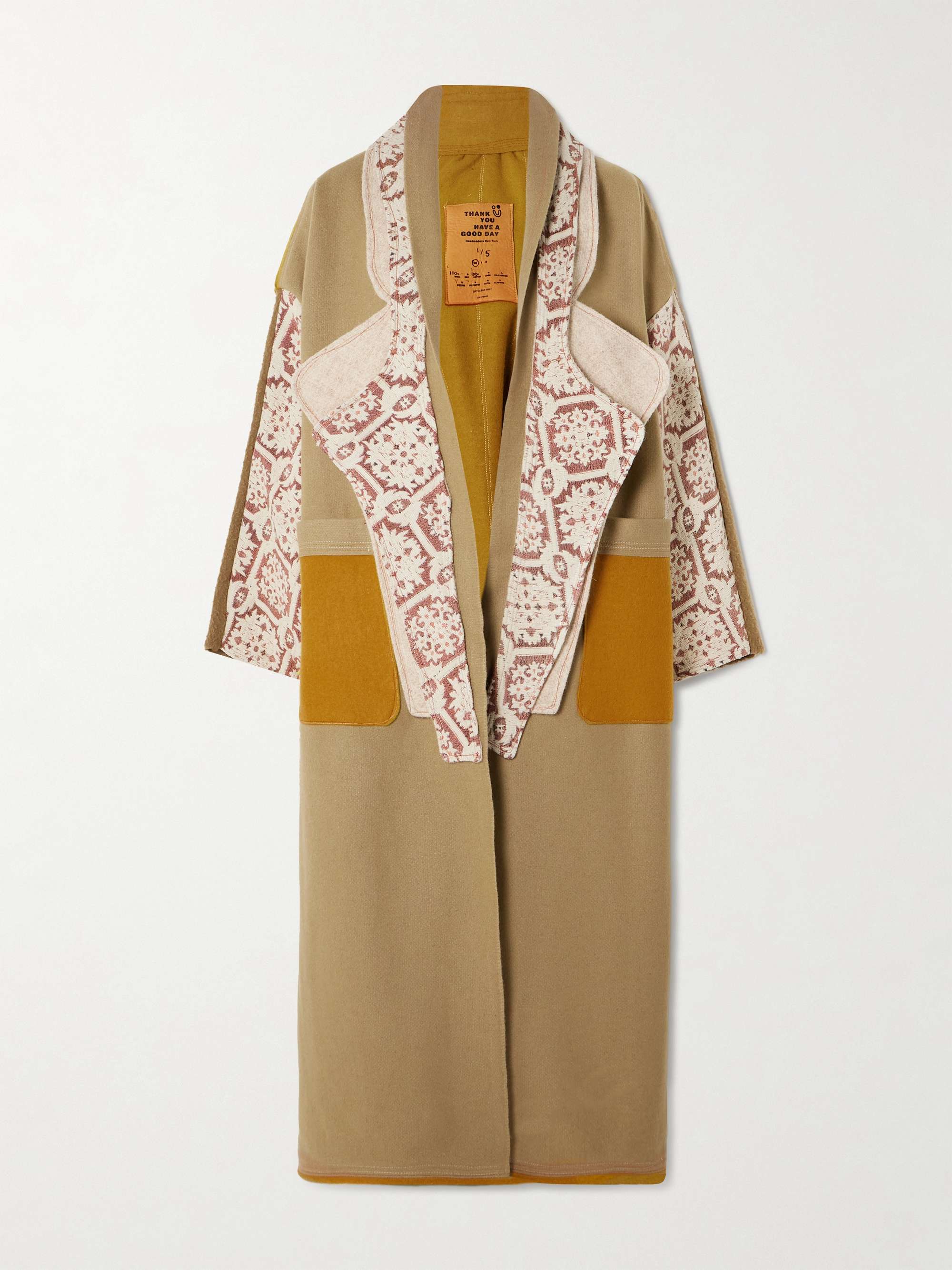 Crosby patchwork wool-felt and cotton-jacquard coat view