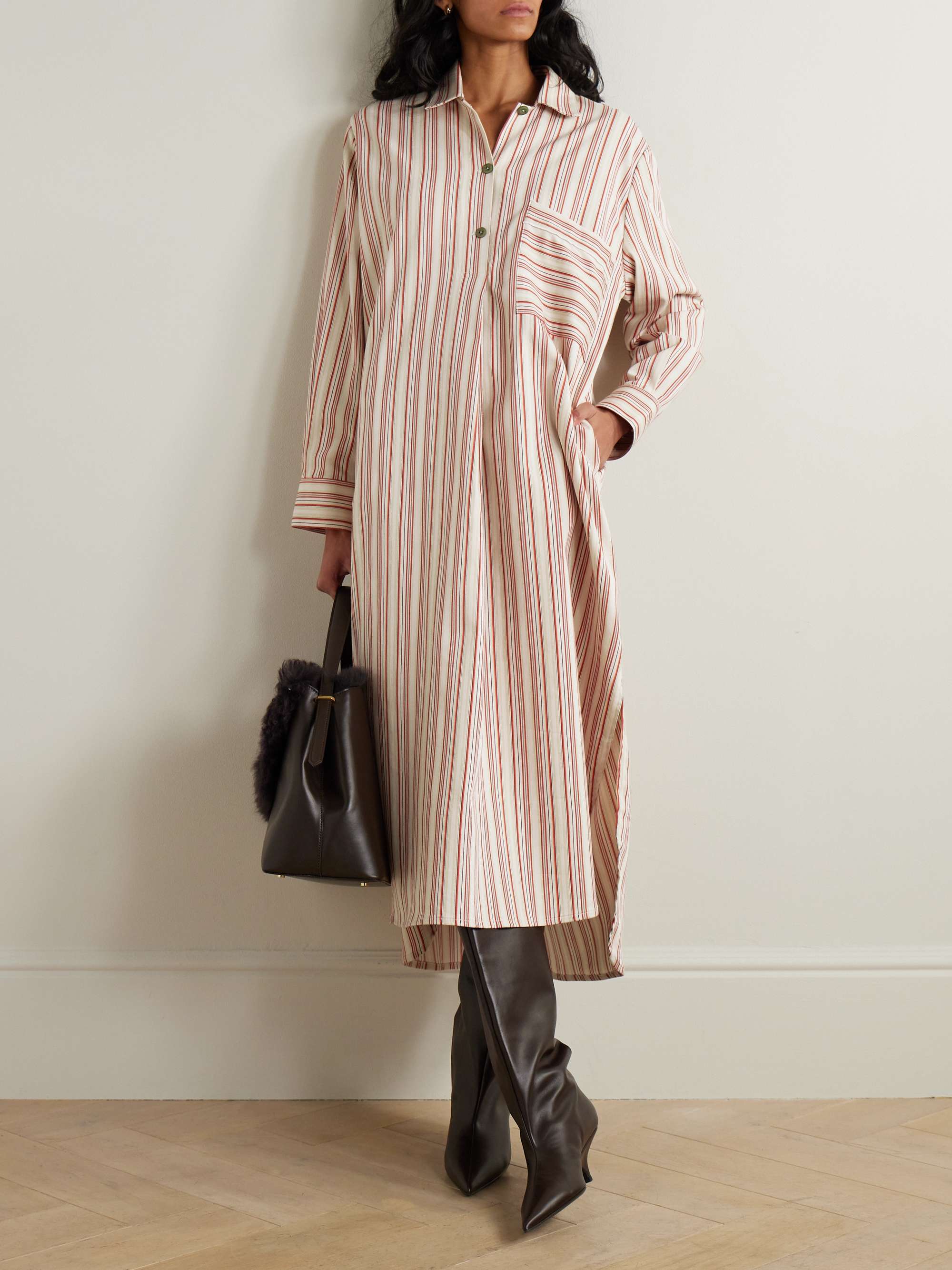 Hutton striped cotton-blend tunic view