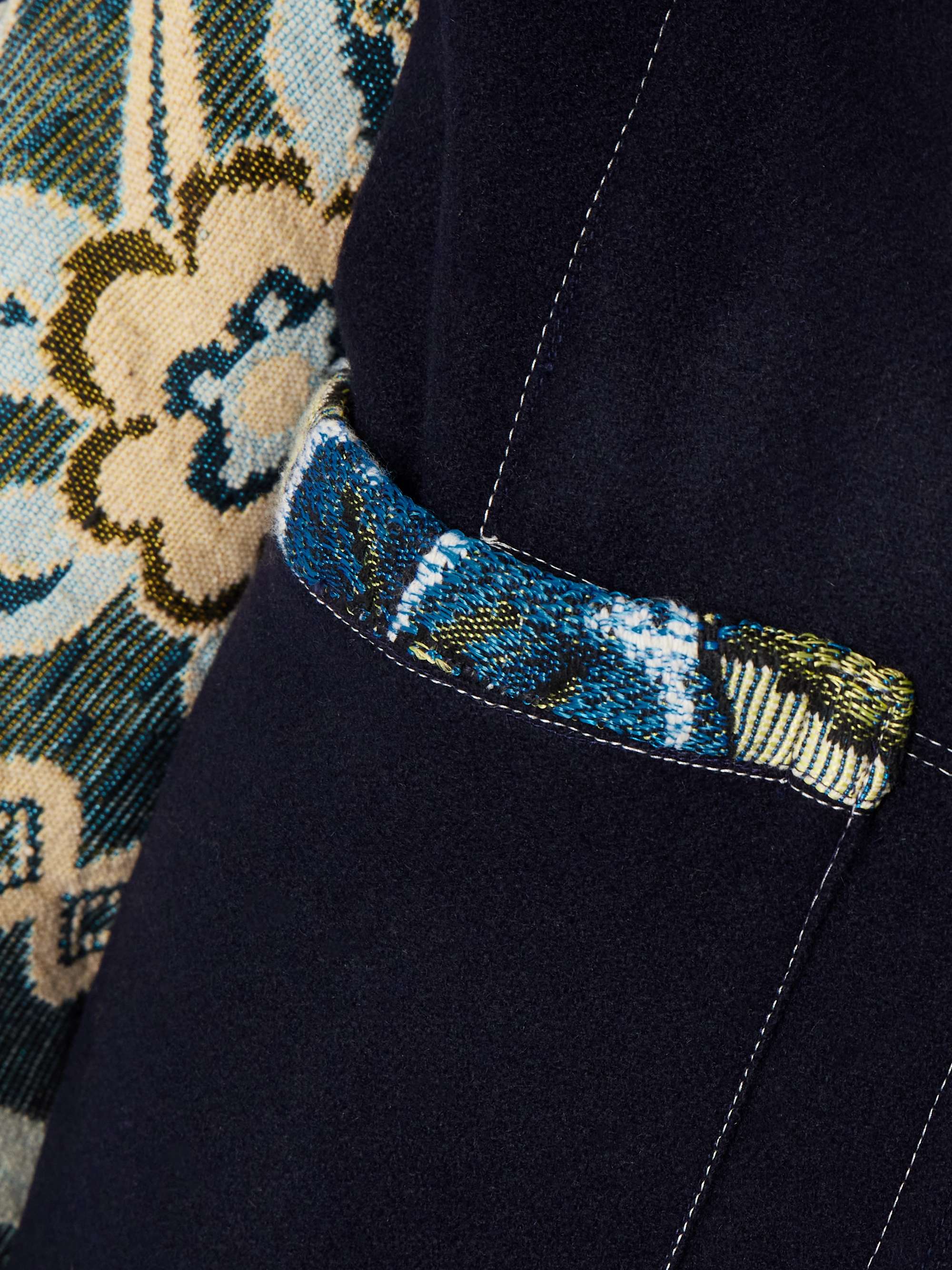 Crosby jacquard-trimmed wool coat view