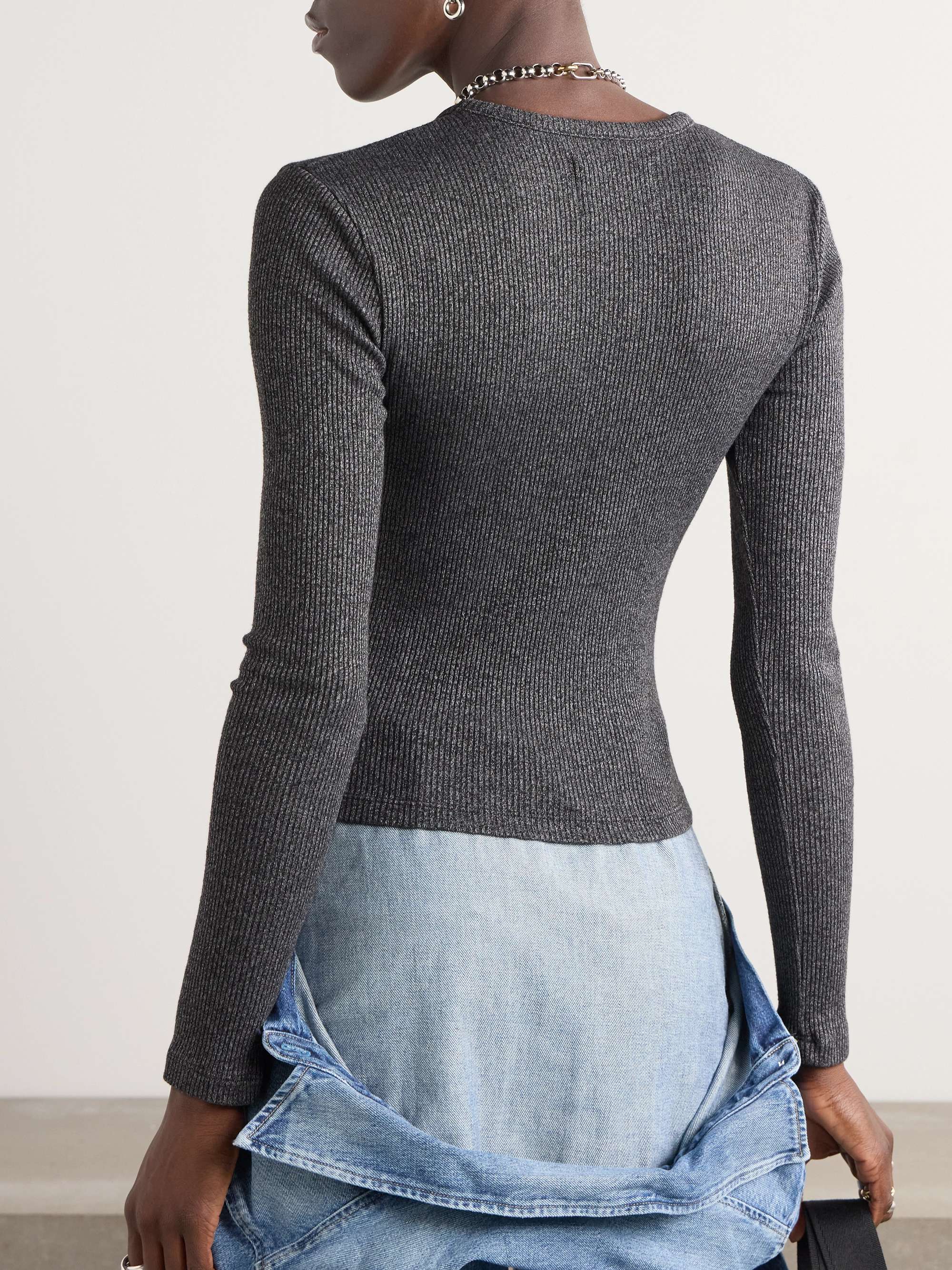 Emma ribbed stretch-knit sweater view