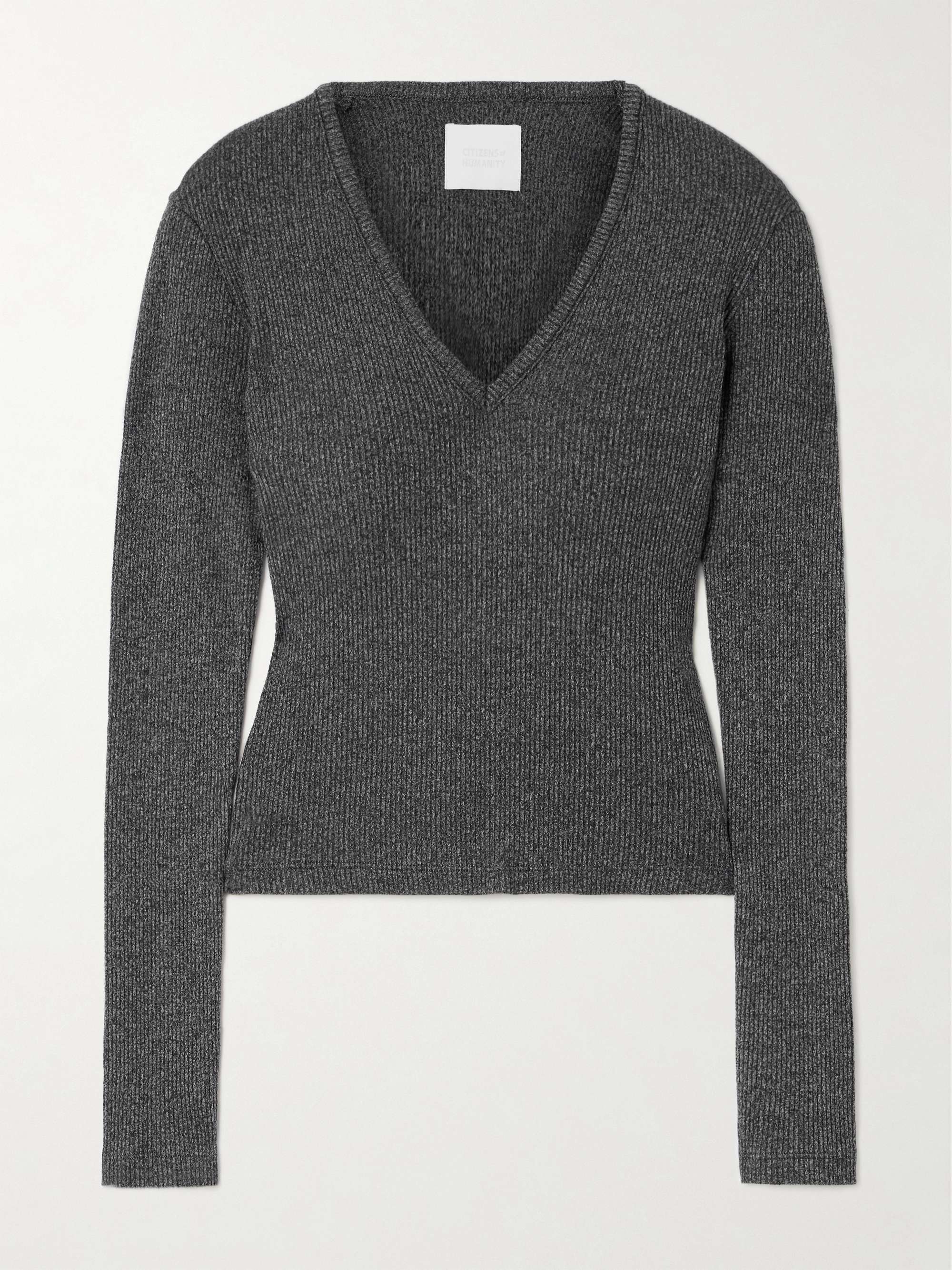 Emma ribbed stretch-knit sweater view