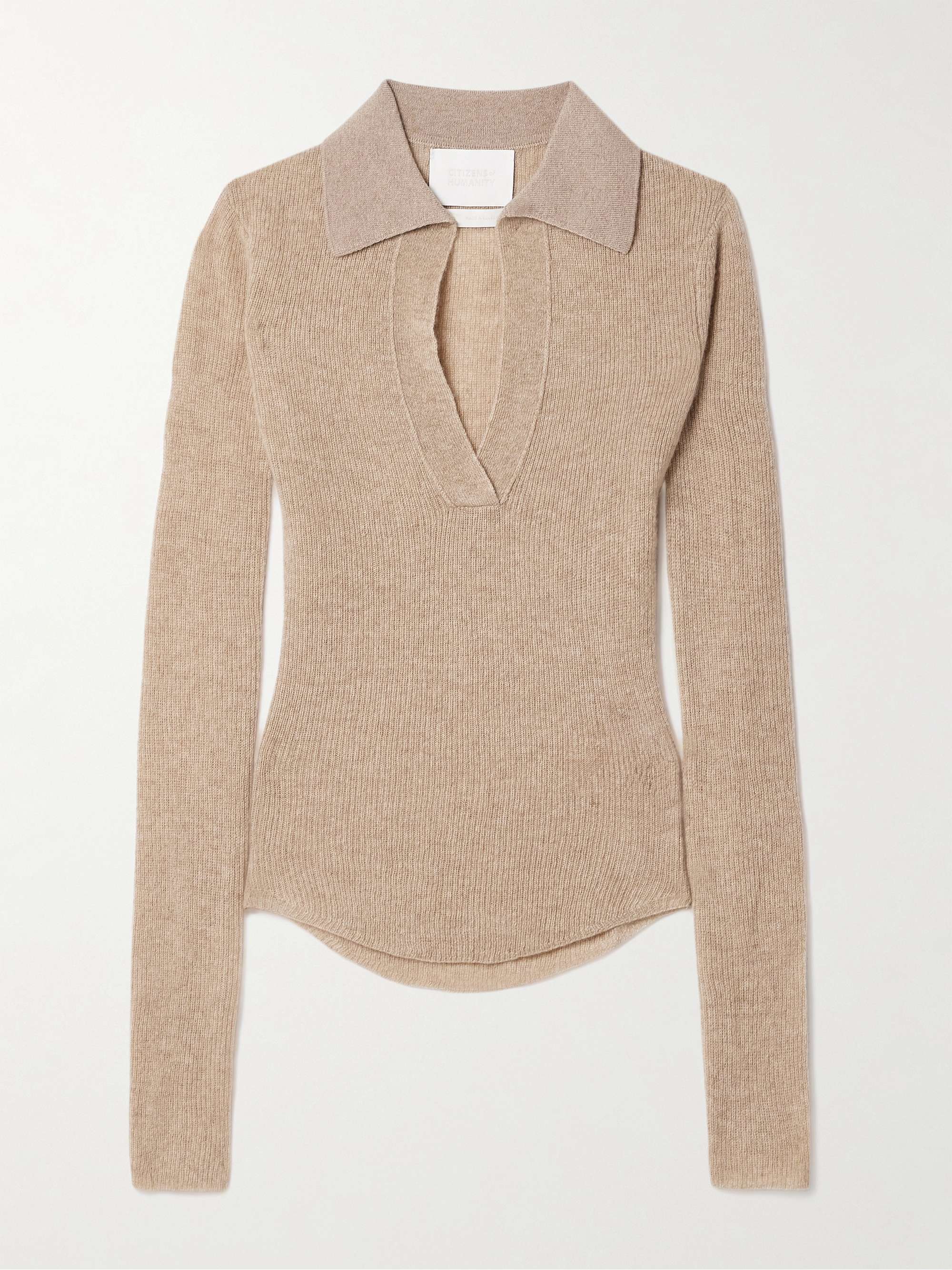 Simone ribbed wool and cashmere-blend polo sweater view