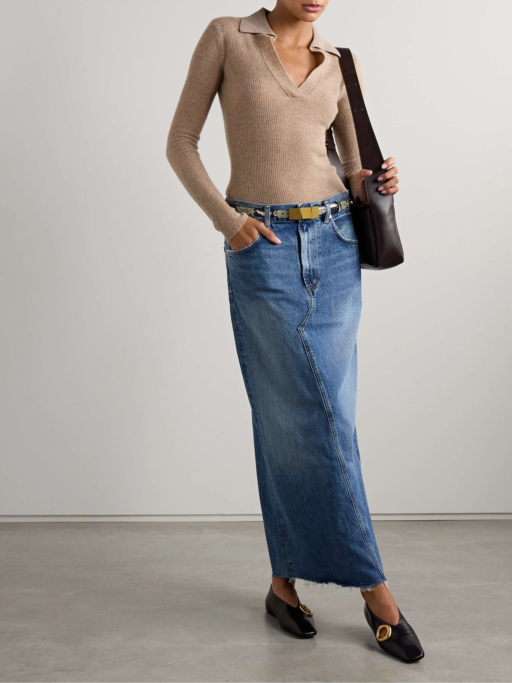Simone ribbed wool and cashmere-blend polo sweater view