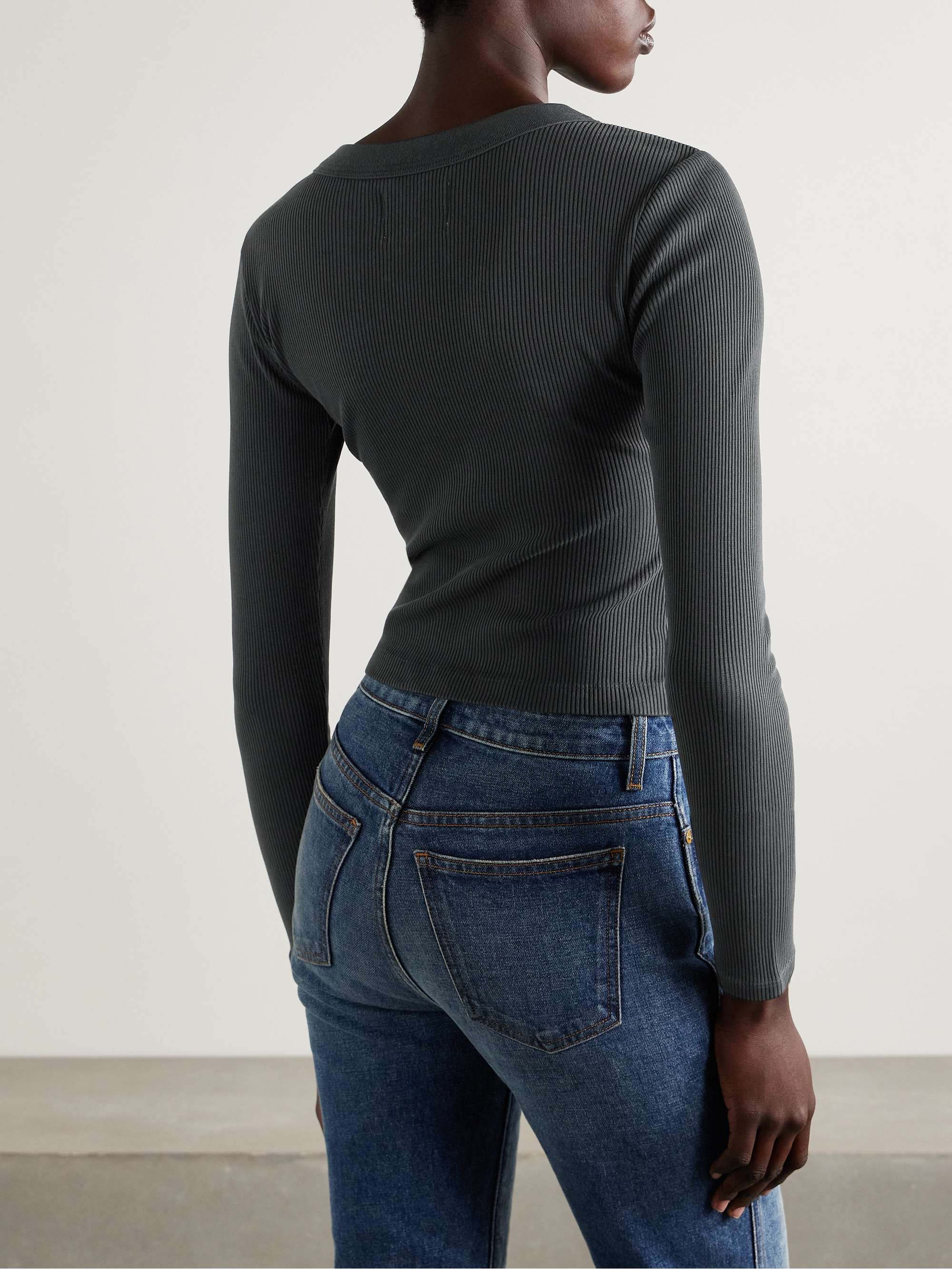 Varra ribbed jersey Henley top view