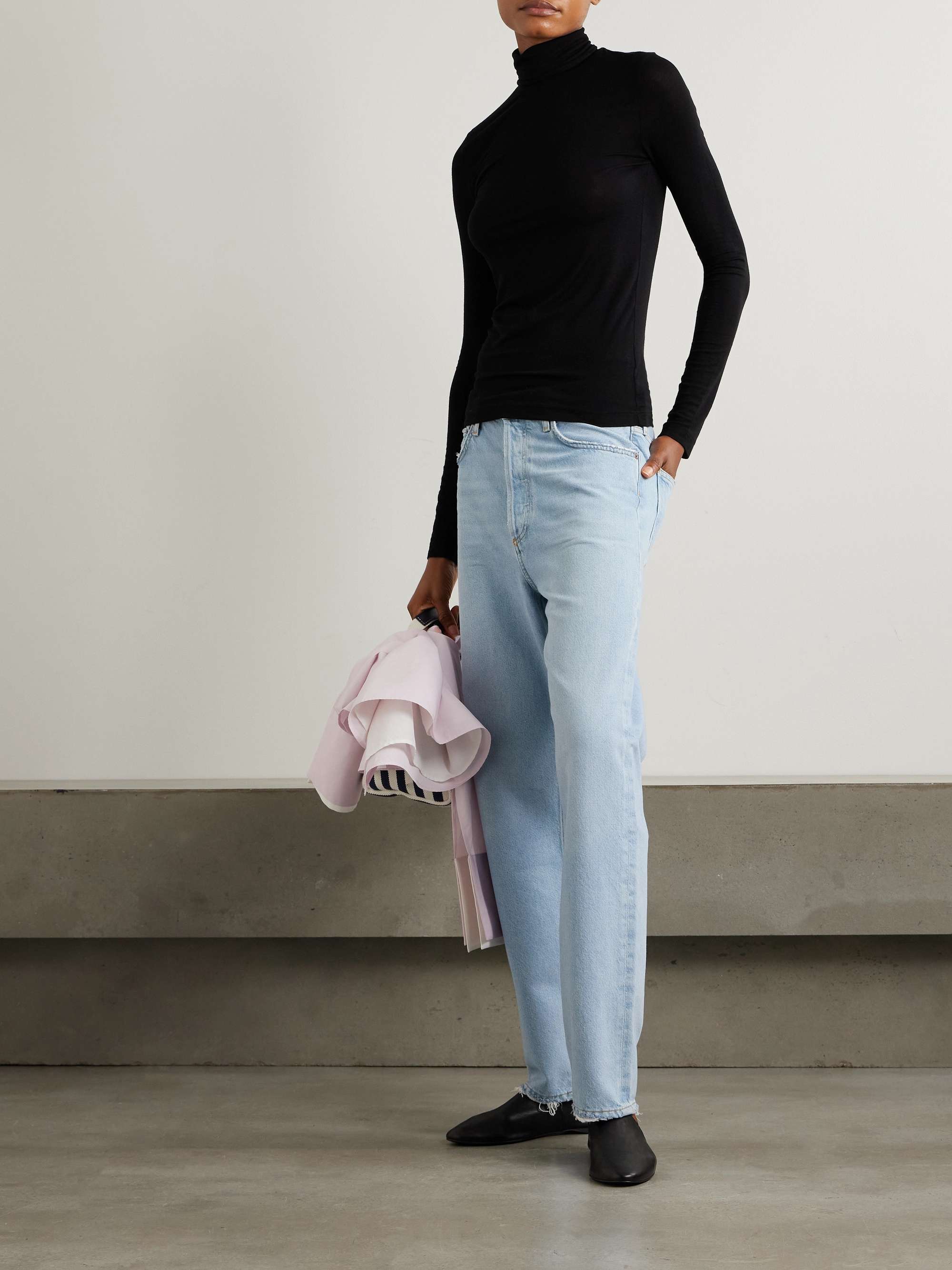 Pascale stretch-Lyocell turtleneck top view