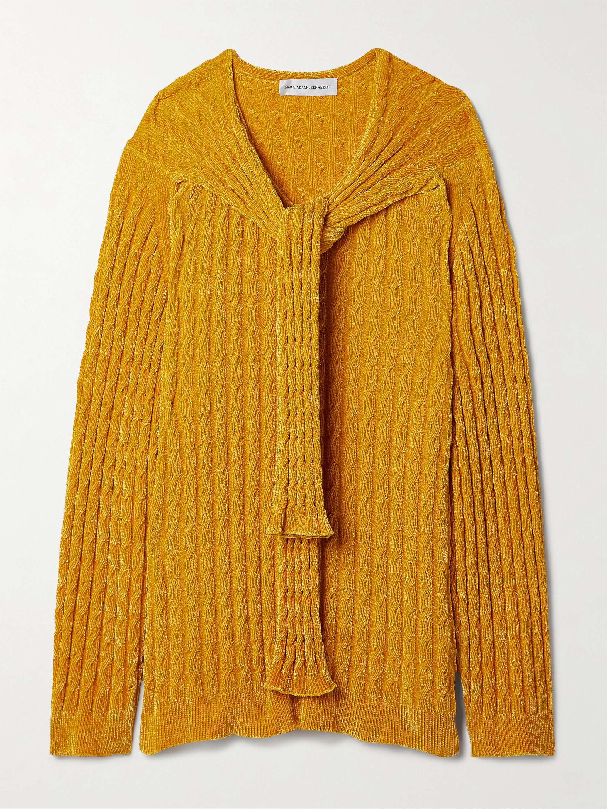 Oversized scarf-detailed cable-knit chenille sweater view