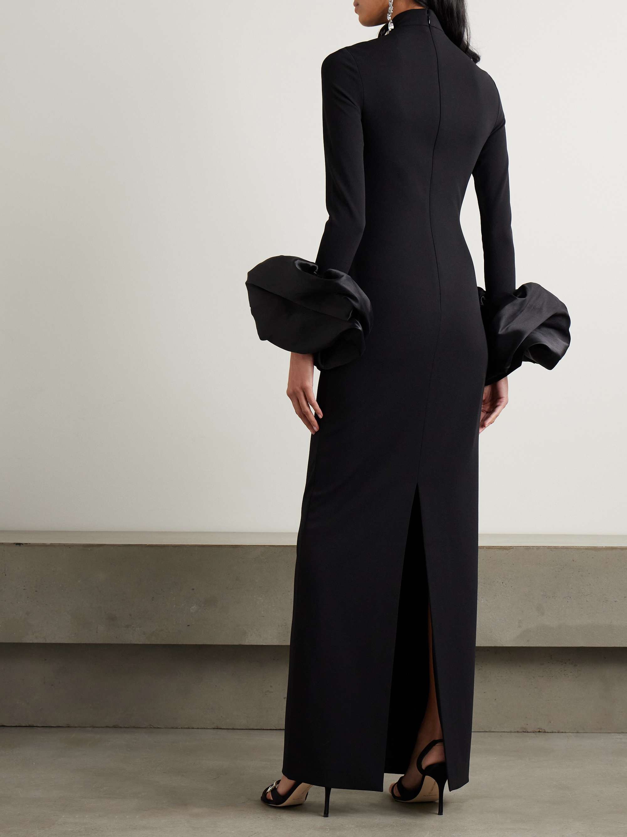 Viviana faille-trimmed crepe turtleneck gown view