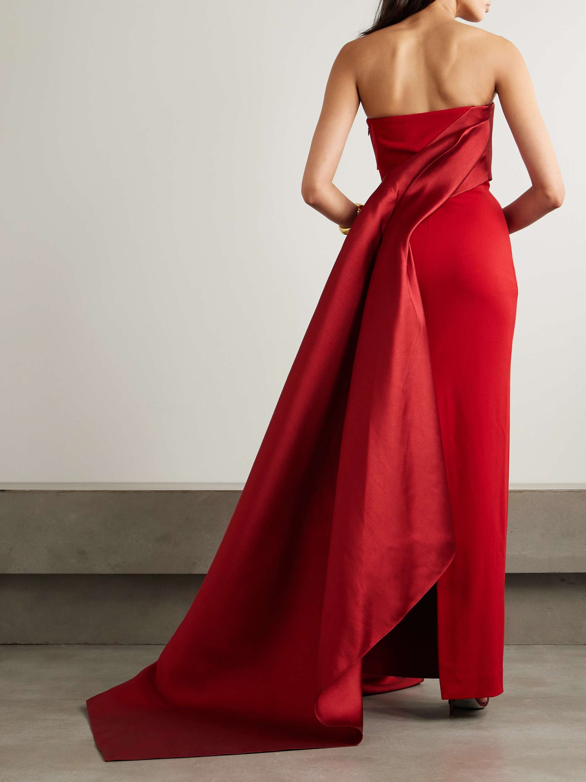 Kinsley strapless draped faille and crepe gown view