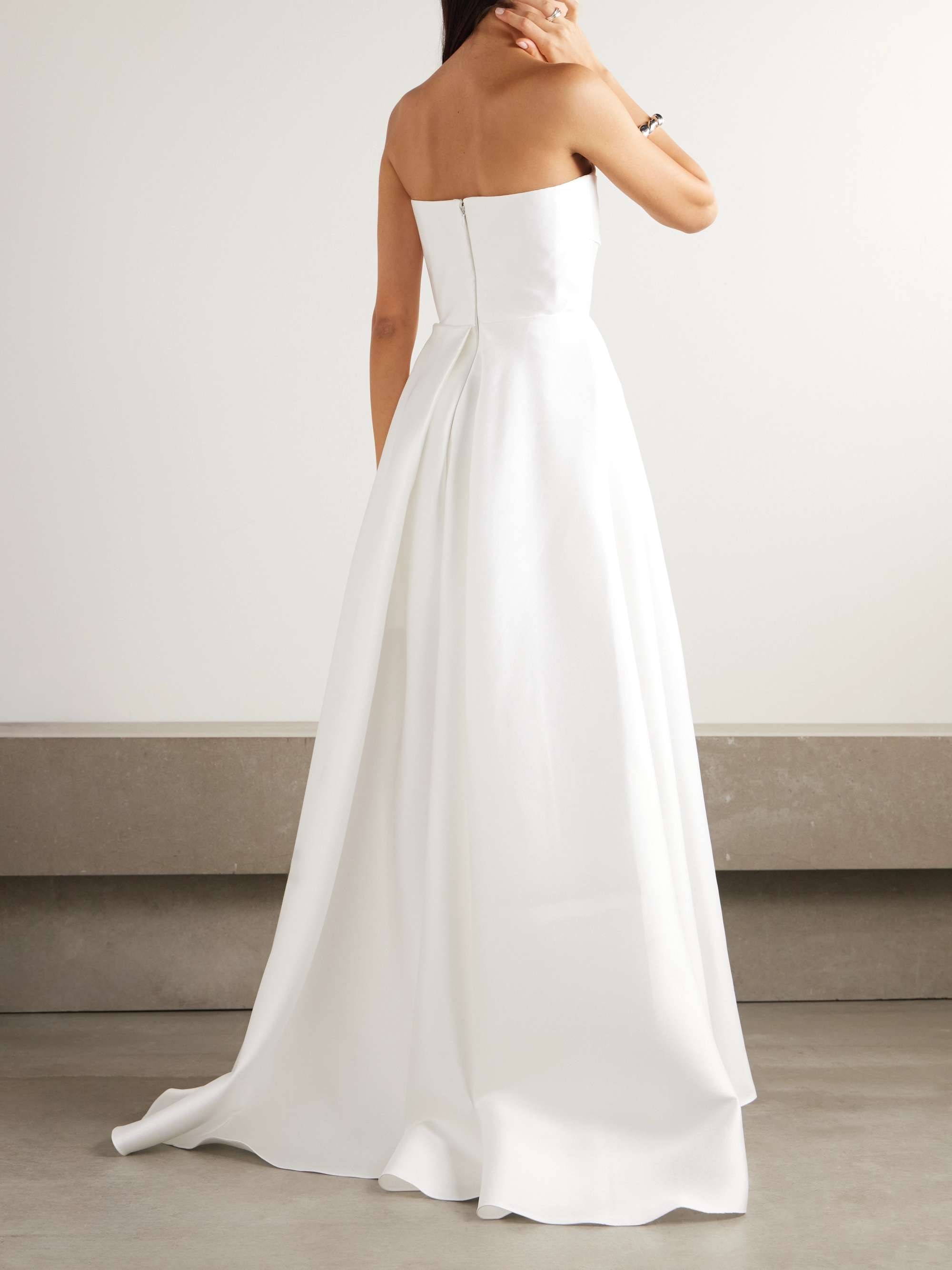 Trina strapless layered satin-twill gown view