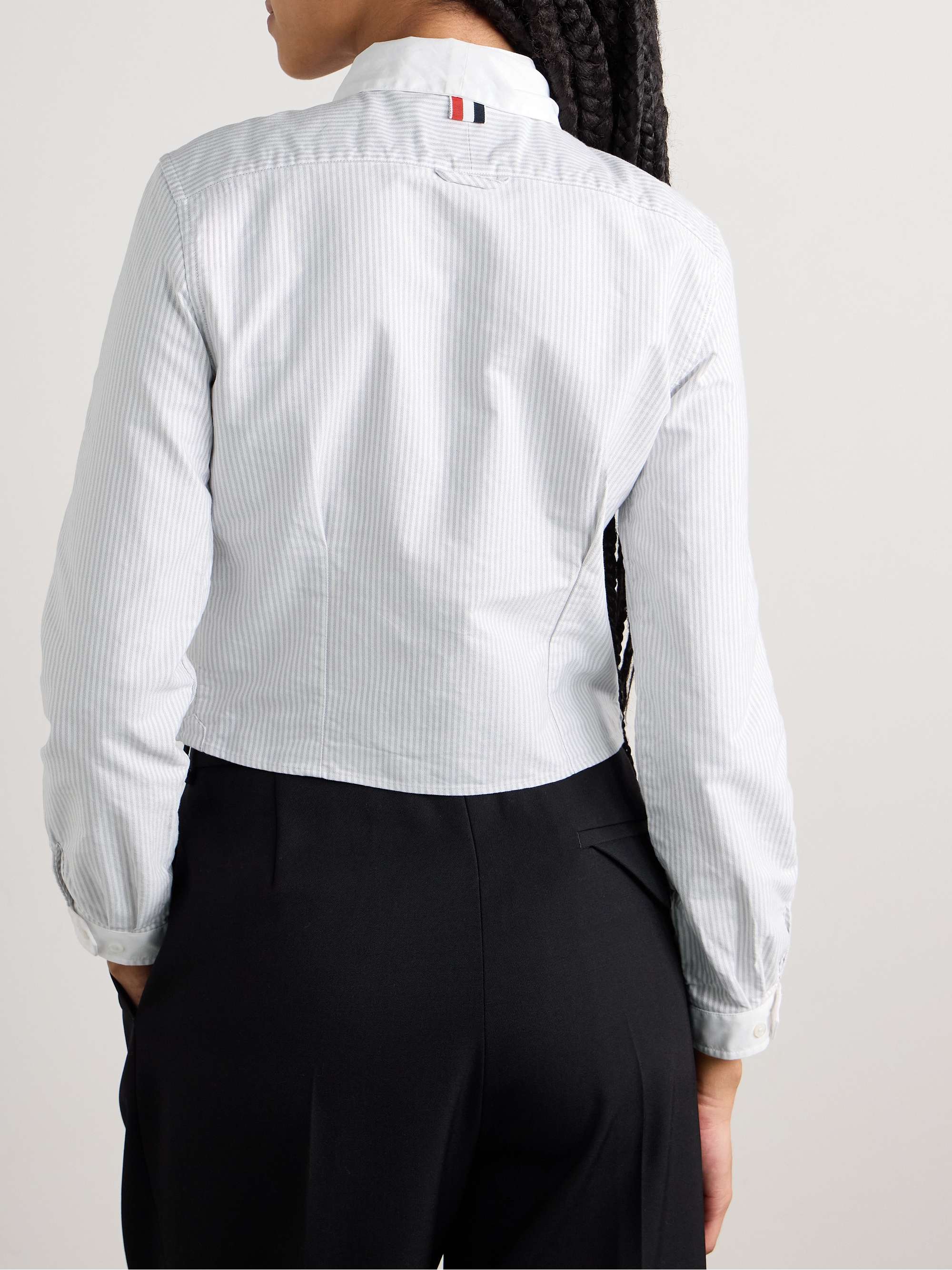 Cropped poplin-trimmed striped cotton Oxford shirt view