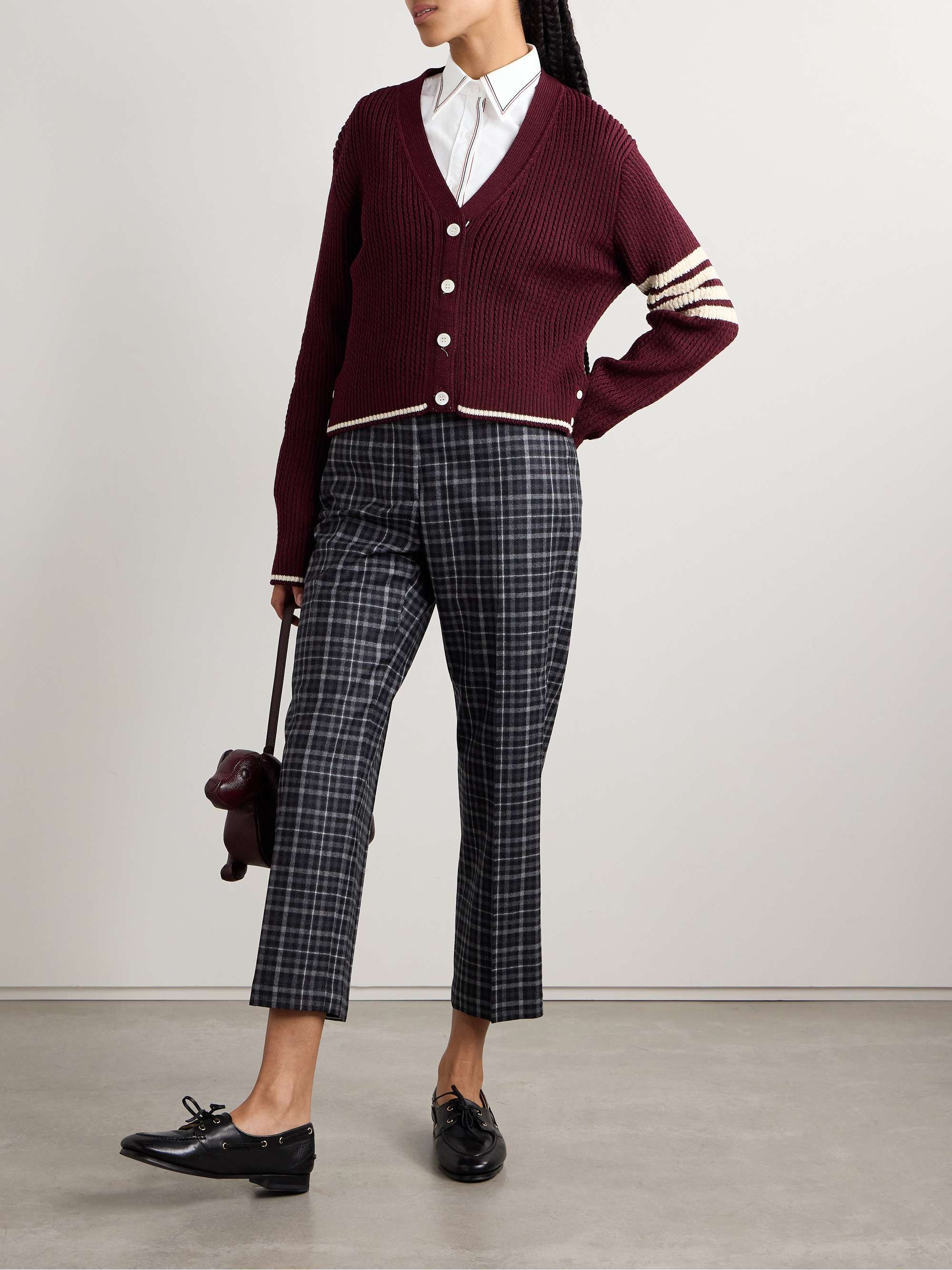 Cropped grosgrain-trimmed cotton Oxford shirt view