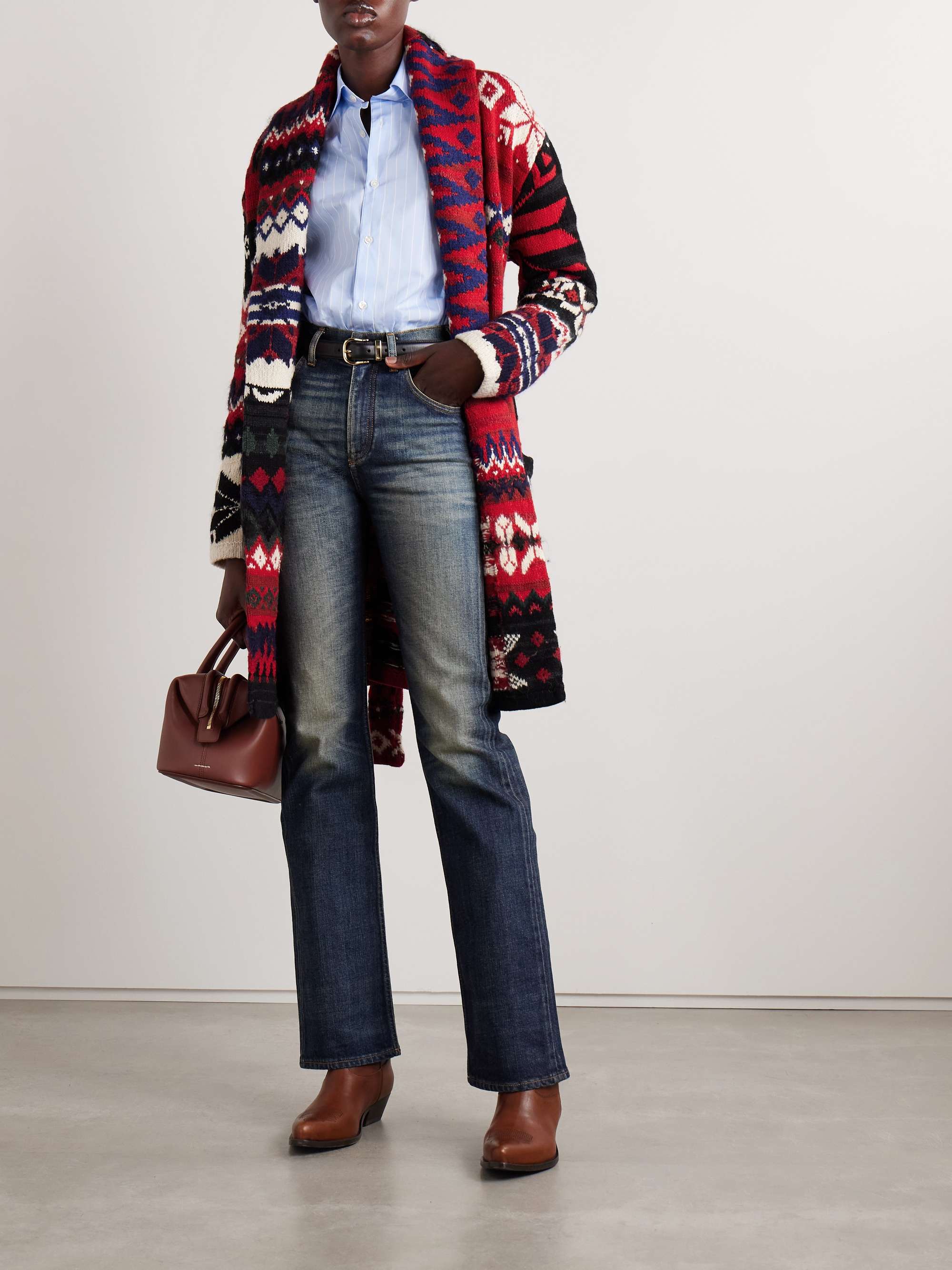 Belted Fair Isle wool-blend cardigan view