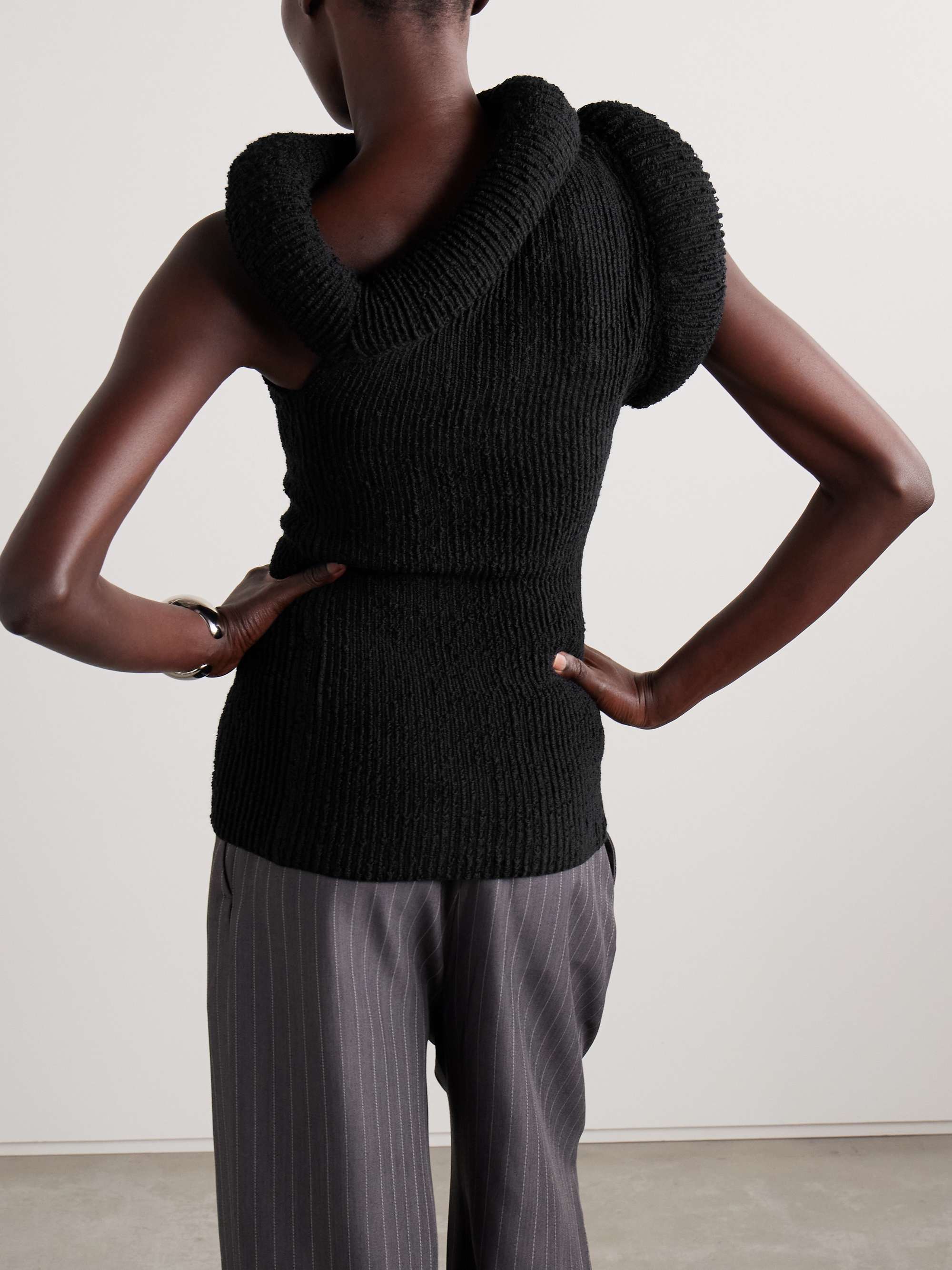 Padded bouclé-knit top view