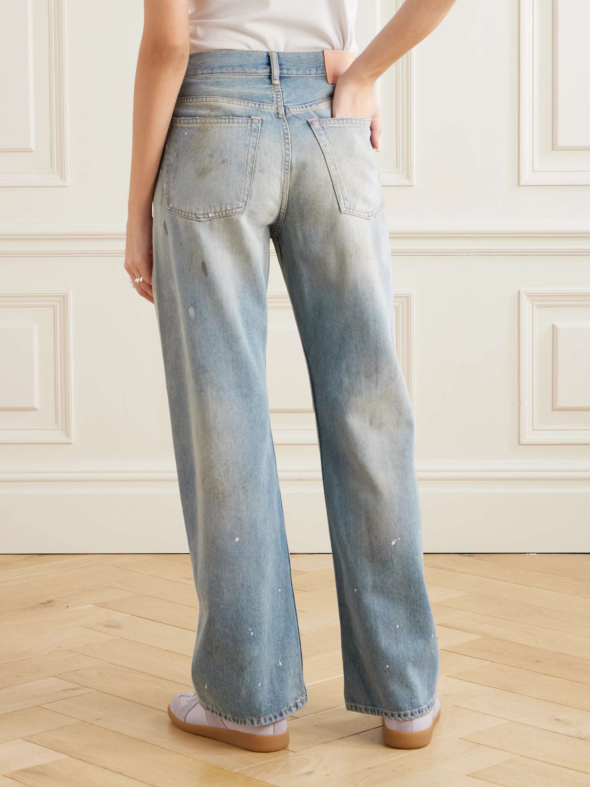 2021 distressed mid-rise straight-leg organic jeans view