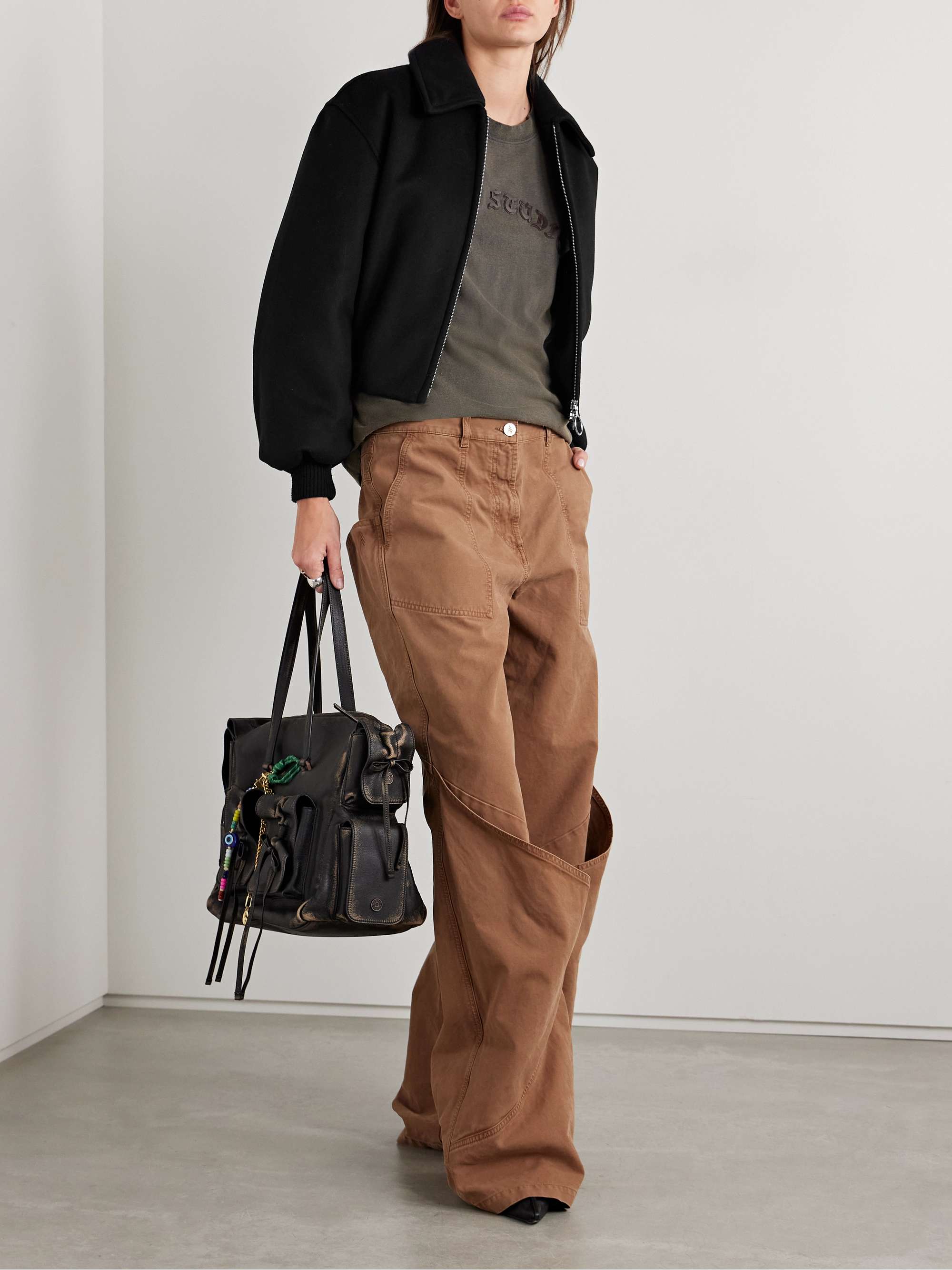 Wool-blend padded bomber jacket view