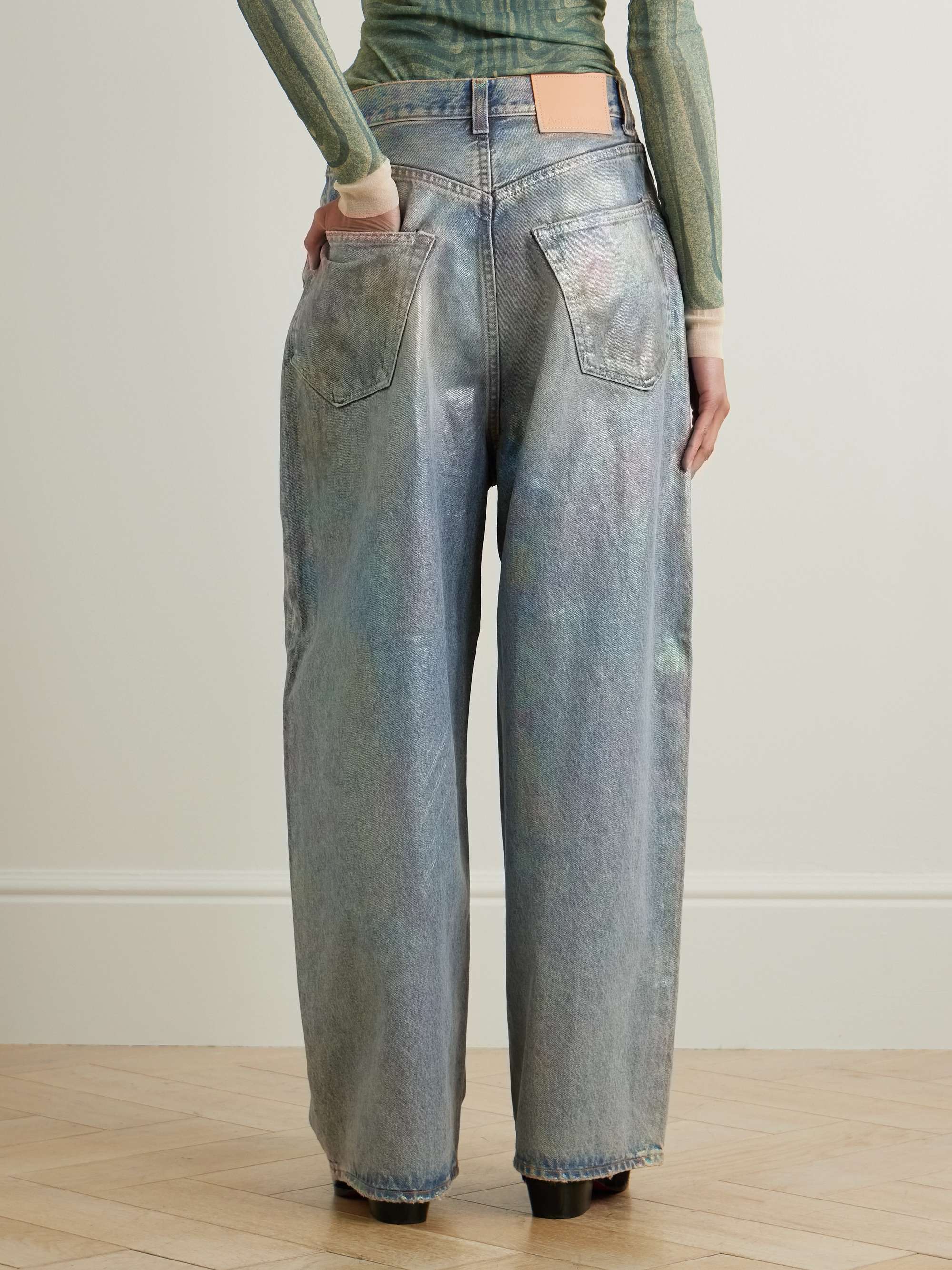 2023 distressed mid-rise wide-leg jeans view