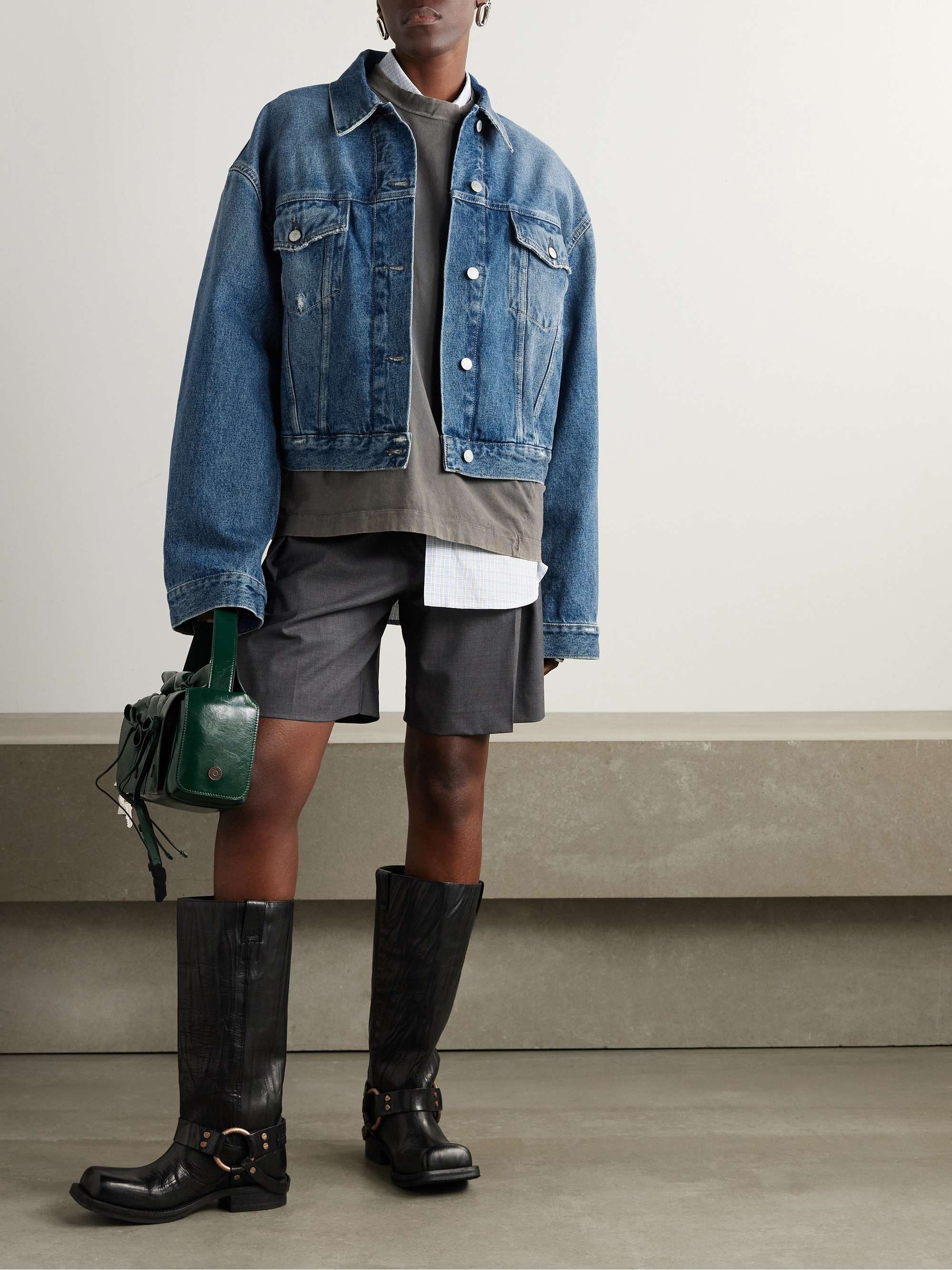 Distressed denim jacket view