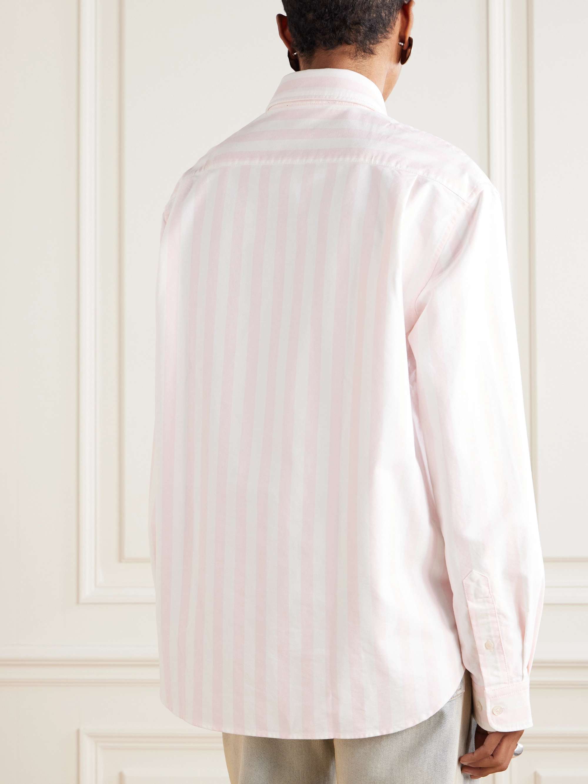 Embroidered striped organic cotton Oxford shirt view