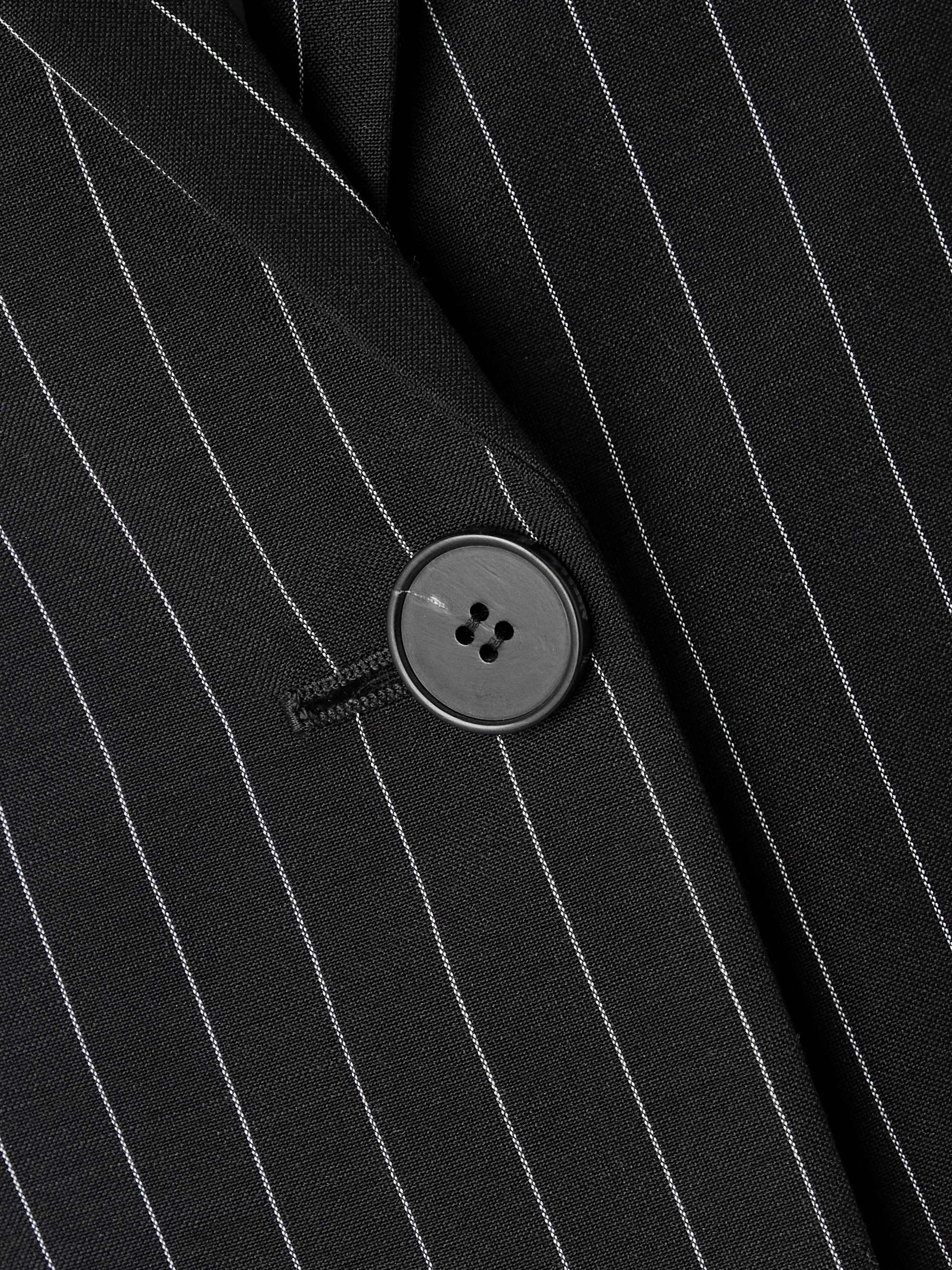 Chain-embellished pinstriped wool and mohair-blend blazer view