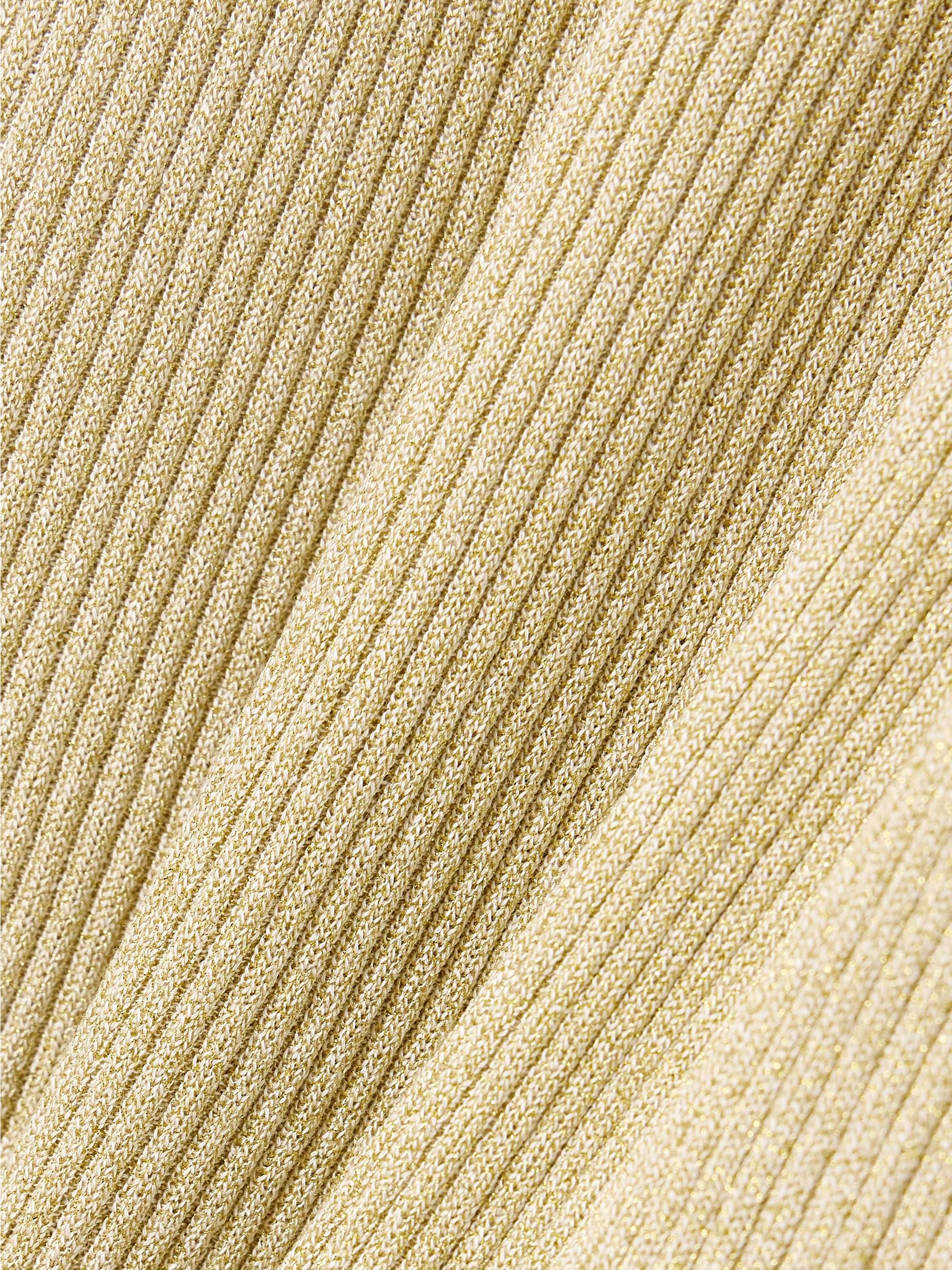 Gold metallic ribbed-knit midi dress view
