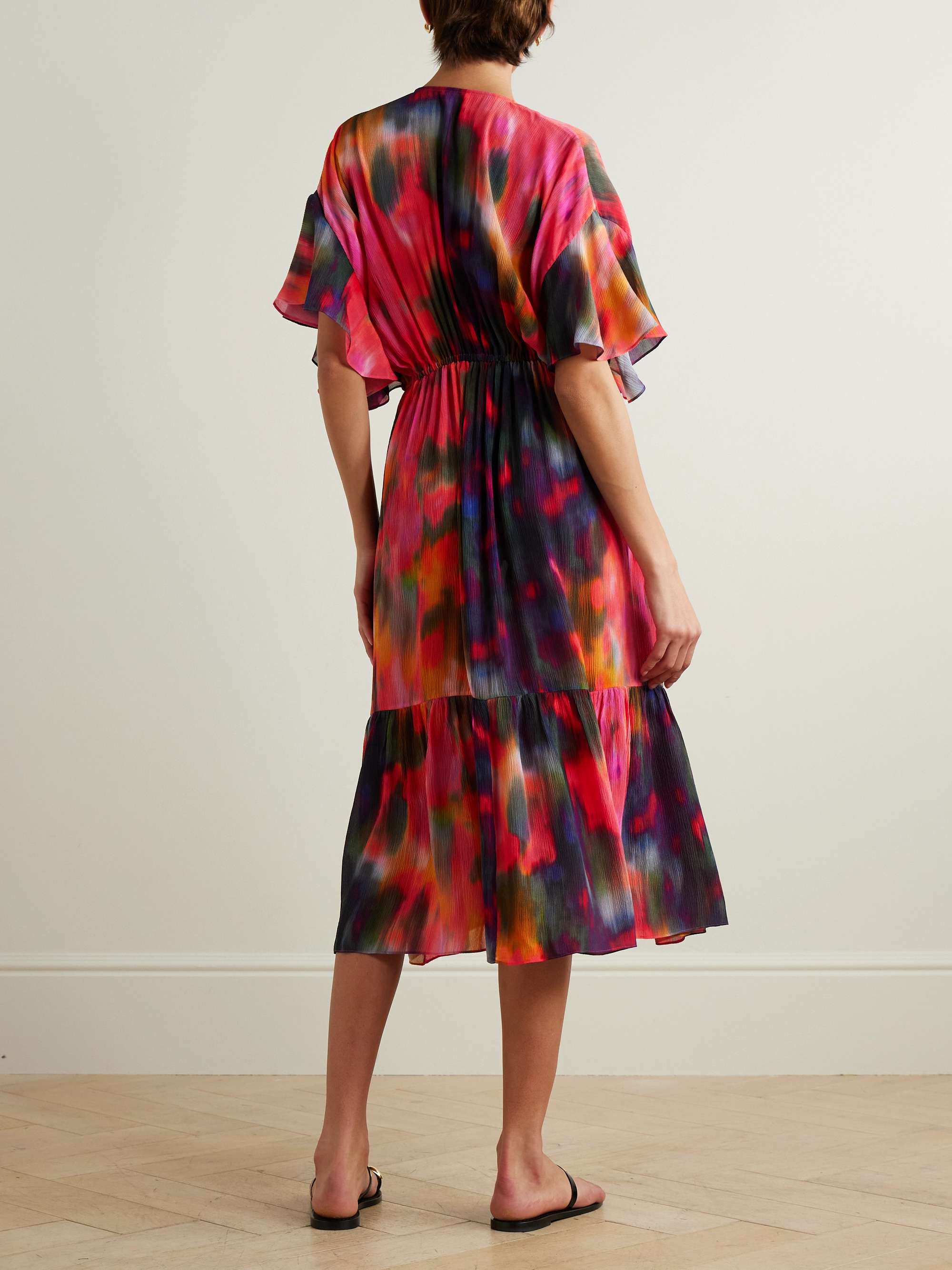 Boreale Infinie tiered printed silk-crepon midi dress view